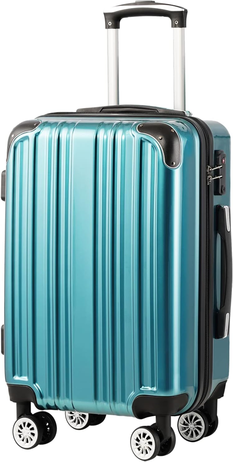 Coolife Expandable Luggage - 28" Suitcase PC+ABS Spinner - Green