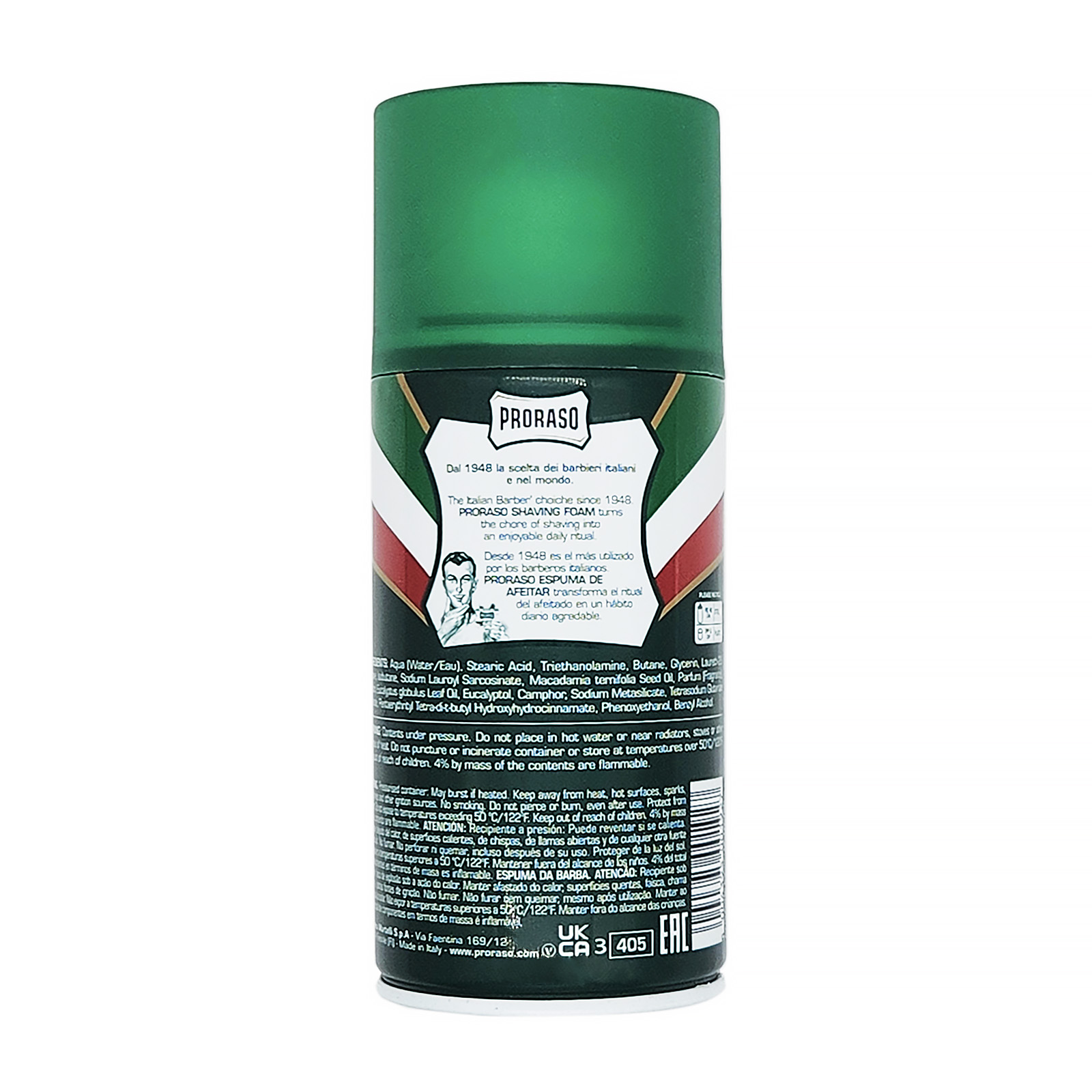 Proraso Shaving Foam with Eucalyptus Oil and Menthol Refreshing and Toning Formula 300ml/10.6oz