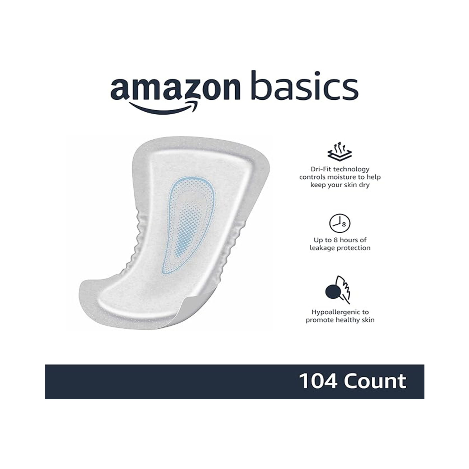 Amazon Basics Men's Incontinence Guards, Maximum Absorbency, 104 Count, (2 Packs of 52)