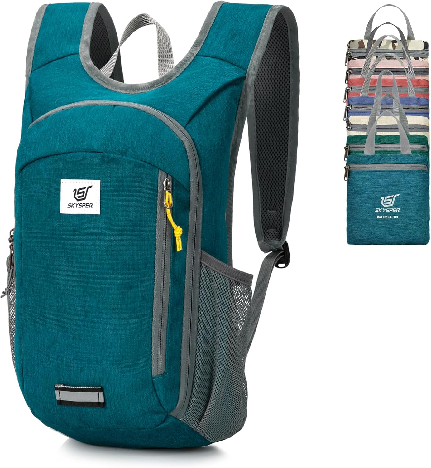 SKYSPER Small Daypack 10L Hiking Backpack Packable Lightweight Travel Day Pack for Women Men (Peacock Blue)