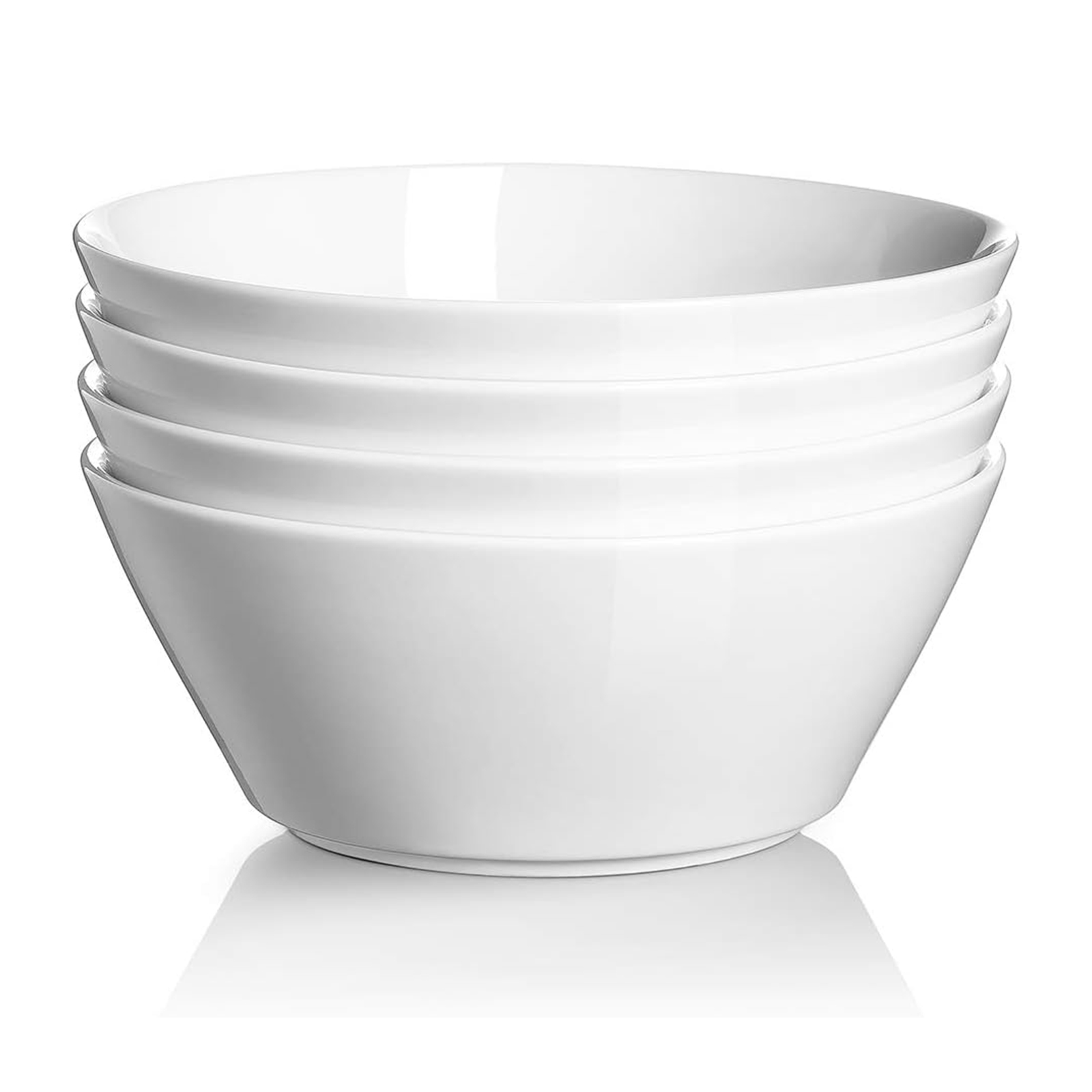 DOWAN 32 OZ Large Soup Bowls Set of 4 - White Ceramic Bowls for Ramen, Cereal, Pasta, Salad, Fruit - Dishwasher & Microwave Safe
