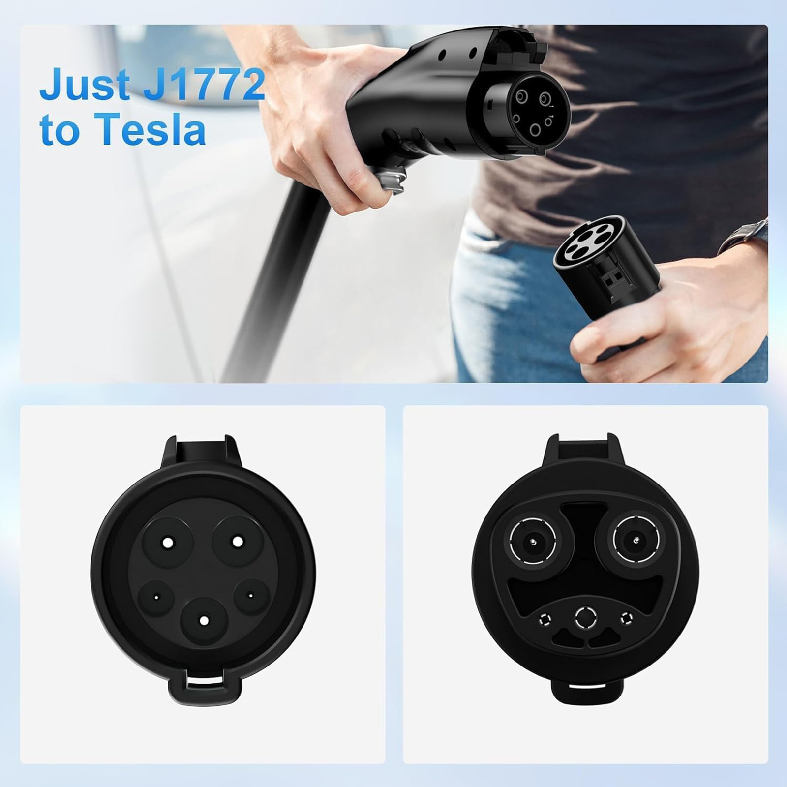 FOCSPROD J1772 to Tesla Charger Adapter, Max 80A 280V Fast Charging for Tesla Model 3/Y/X/S with Safety Certified Charger Connecting Charging Adapter, SAE J1772 EV Adapter for Tesla Cars Only