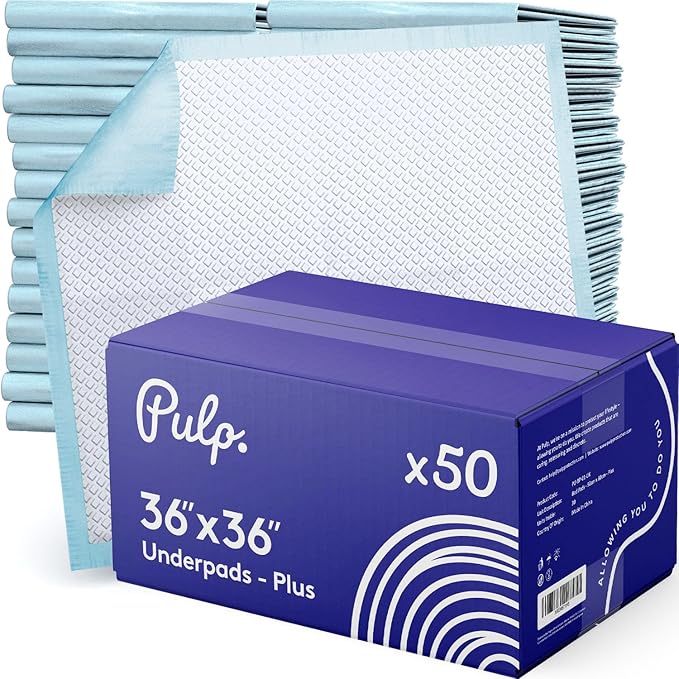 50 x PULP Premium Incontinence Bed Pads 36" x 36" | Extra Large Disposable Underpads | Heavy Duty & Ultra Absorbent Leak Proof Chucks Pads for Adults, Children, Babies & Pets | FSA & HSA Eligible
