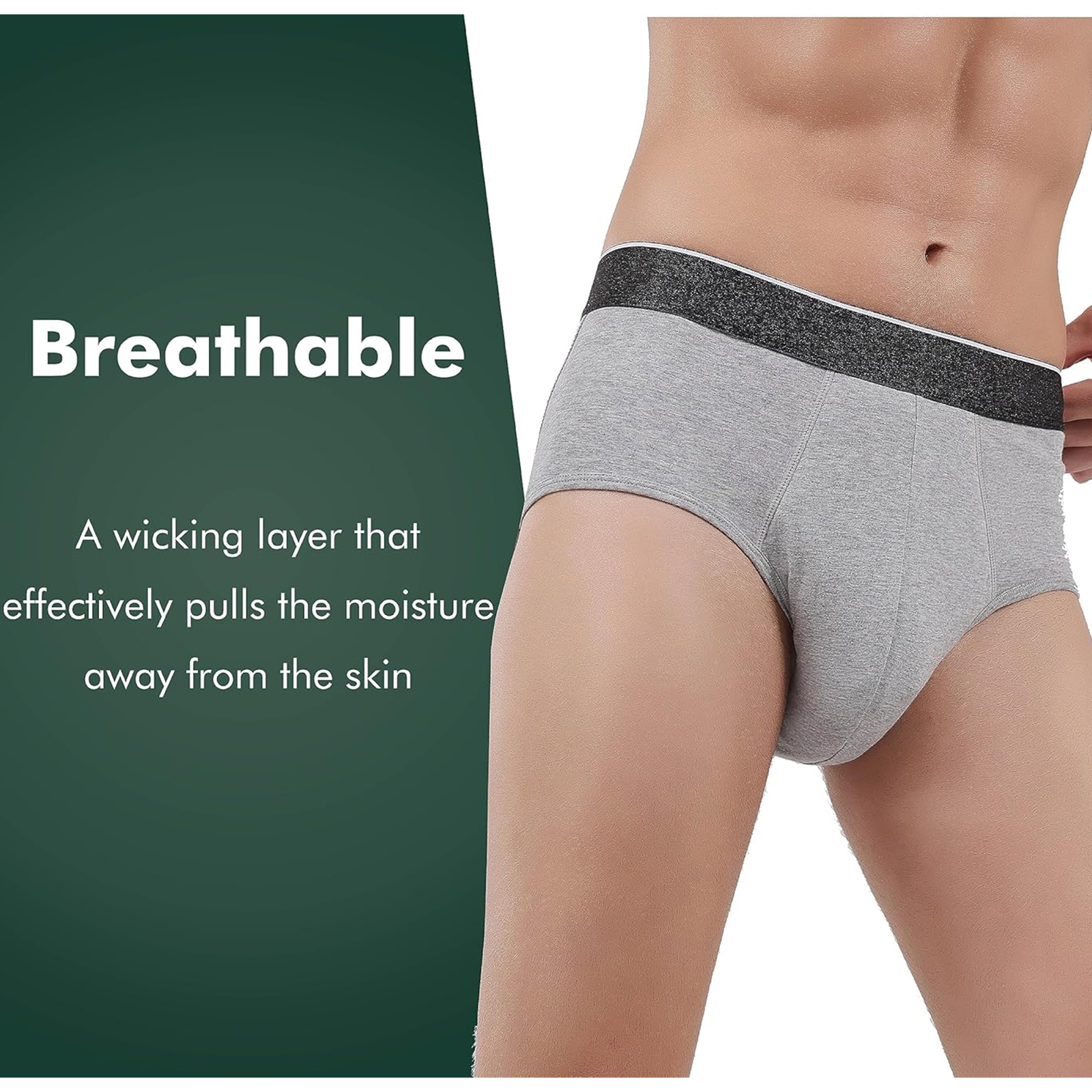 AIRCUTE Men Urinary Incontinence Underwear Washable Super Absorbency Briefs for Bladder Leak 160 ML 3 Pack (3 Gray, 3X-Large)