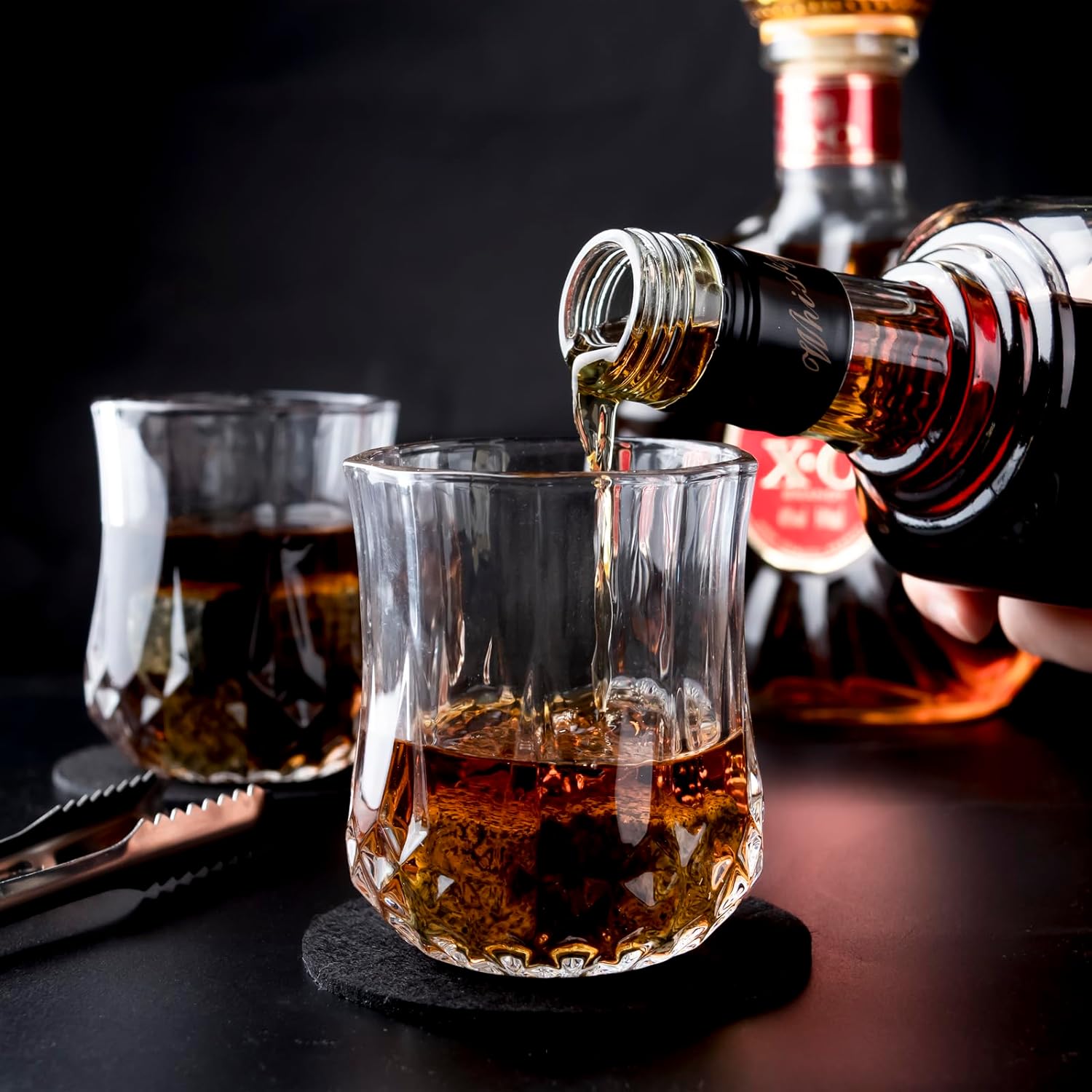 Whiskey Stones Gifts for Men, Whiskey Glasses Set of 2 with Chilling Rocks