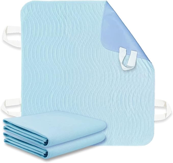 AGOOLIIU 2 Pack Bed Pads for Incontinence Positioning Bed Pad with Handles for Lift and Transfer Reusable Waterproof Bed Pads Washable Incontinence Bed Pads for Elderly Hospital Home Care 36” × 34”