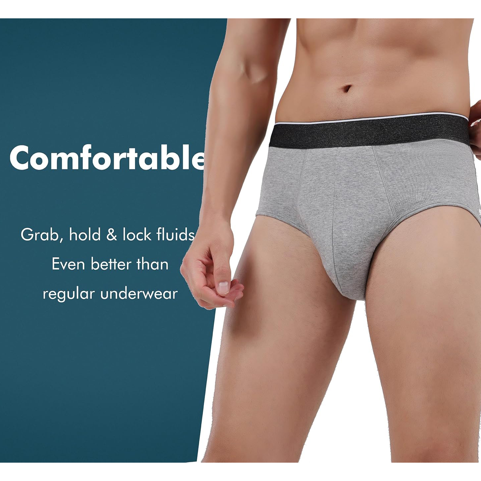 AIRCUTE Men Urinary Incontinence Underwear Washable Super Absorbency Briefs for Bladder Leak 160 ML 3 Pack (3 Gray, 3X-Large)