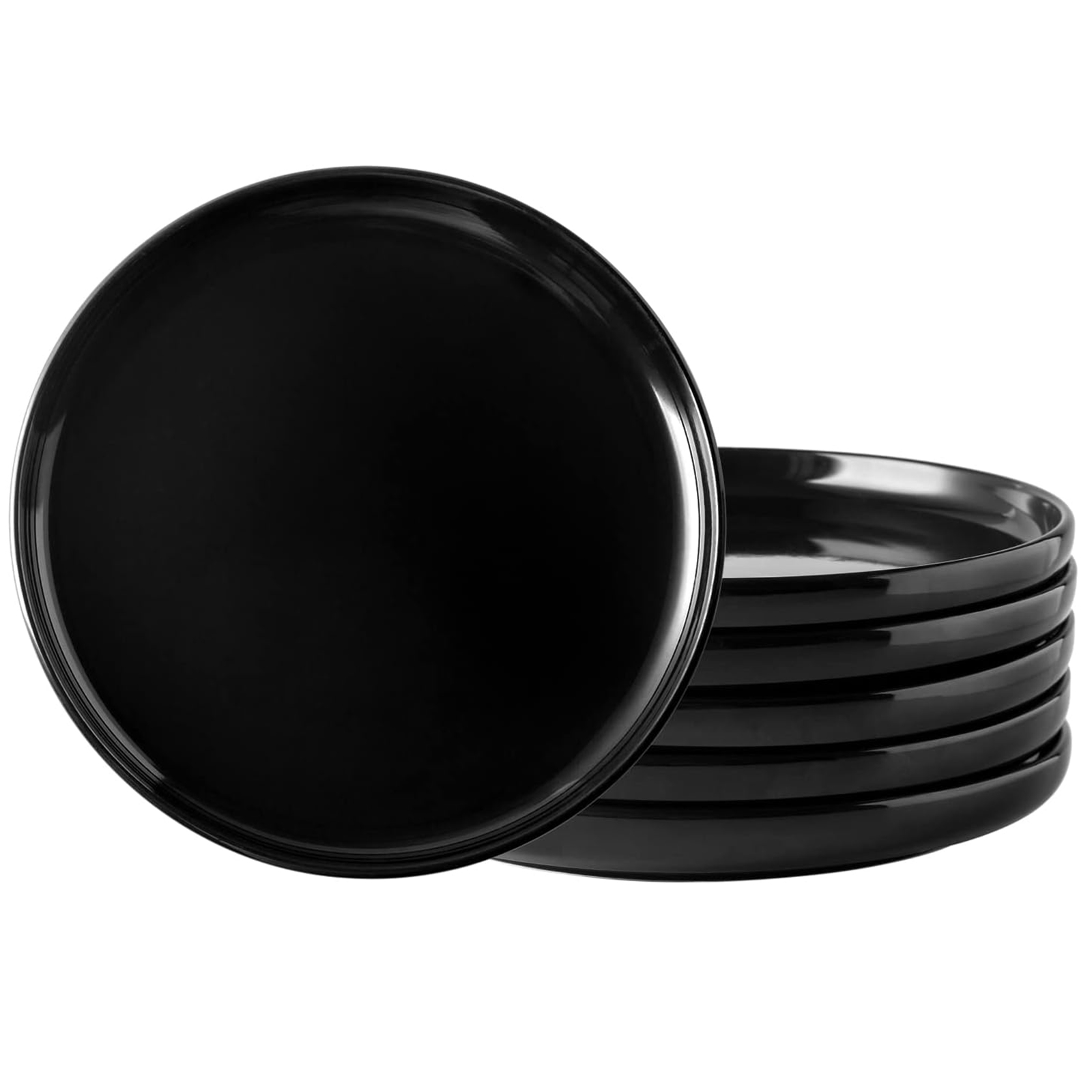 AmorArc Ceramic Dinner Plates Set of 6,10.5 inch Stoneware plates for Kitchen, Dinnerware Dishes set- Microwave,Dishwasher Safe,Scratch Resistant -Black