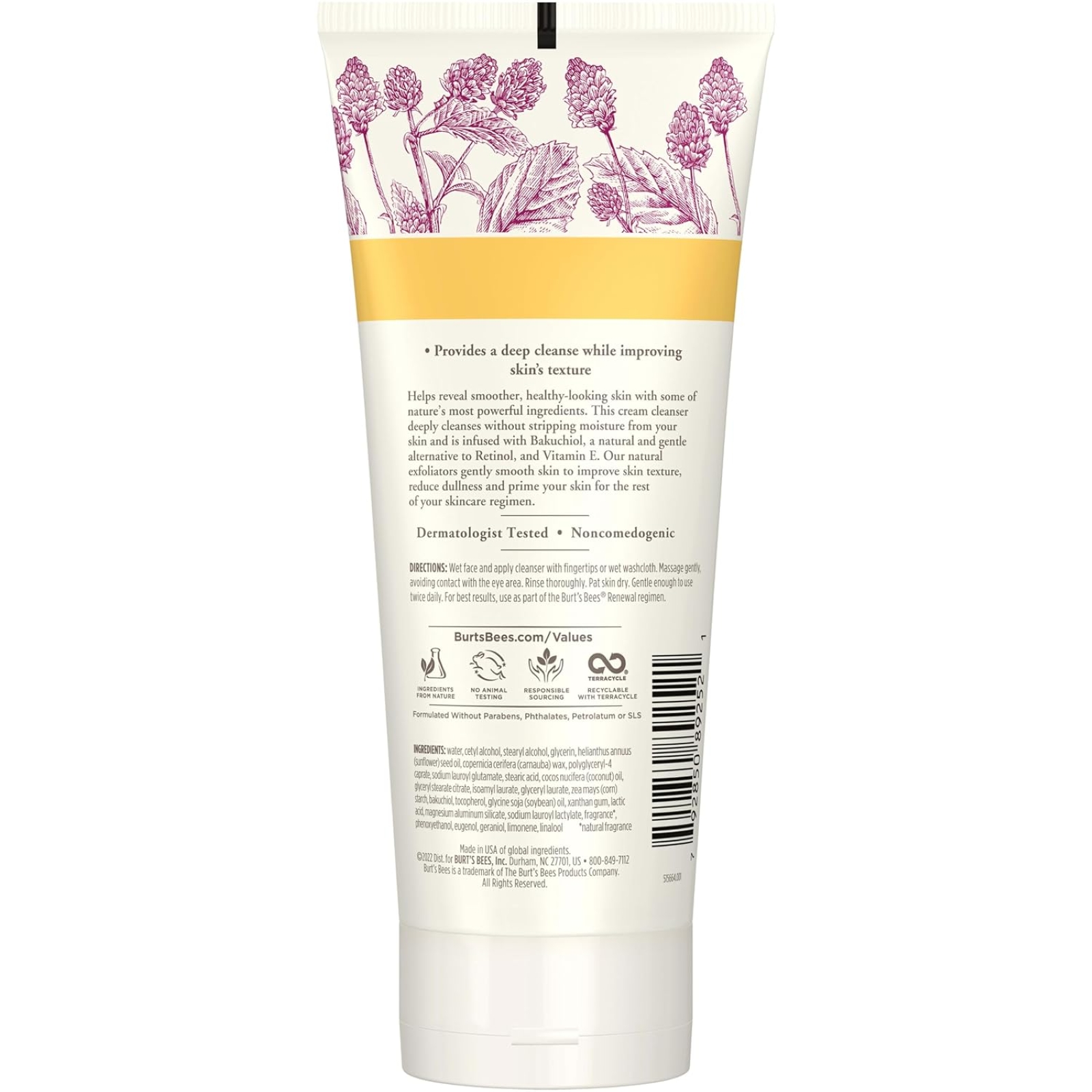 Burt's Bees Renewal Refining Cleanser with Bakuchiol Natural Retinol Alternative, 6 Oz (Package May Vary)