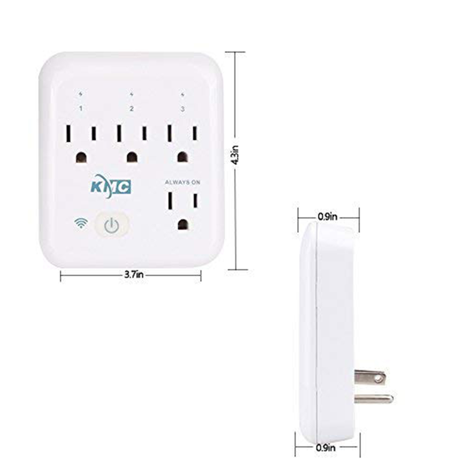 KMC Smart Tap, 4-Outlet Smart Plug WiFi Outlet Wall Tap, Energy Monitoring, Works with Alexa and Google Home, Remote Control Your Devices from Anywhere, No Hub Required, ETL Certified, White