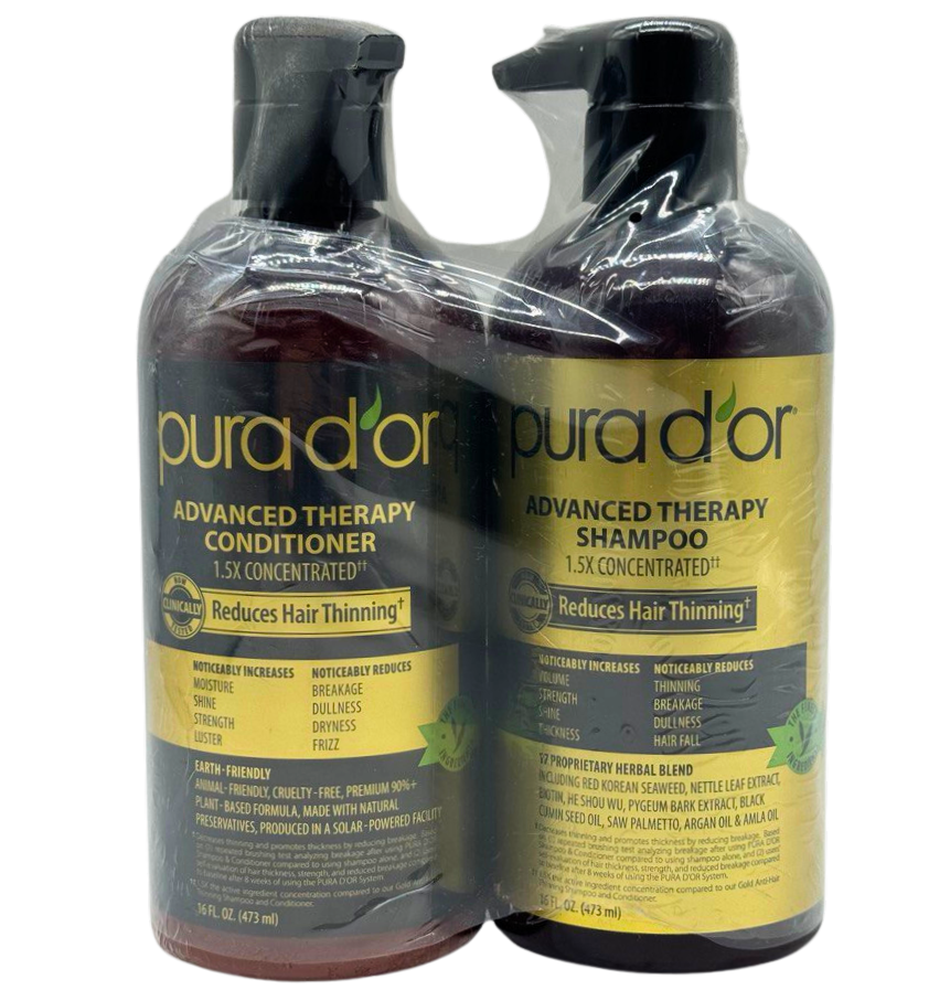 PURA D'OR Advanced Therapy Biotin Shampoo and Conditioner Hair Care Set - Each 16 oz