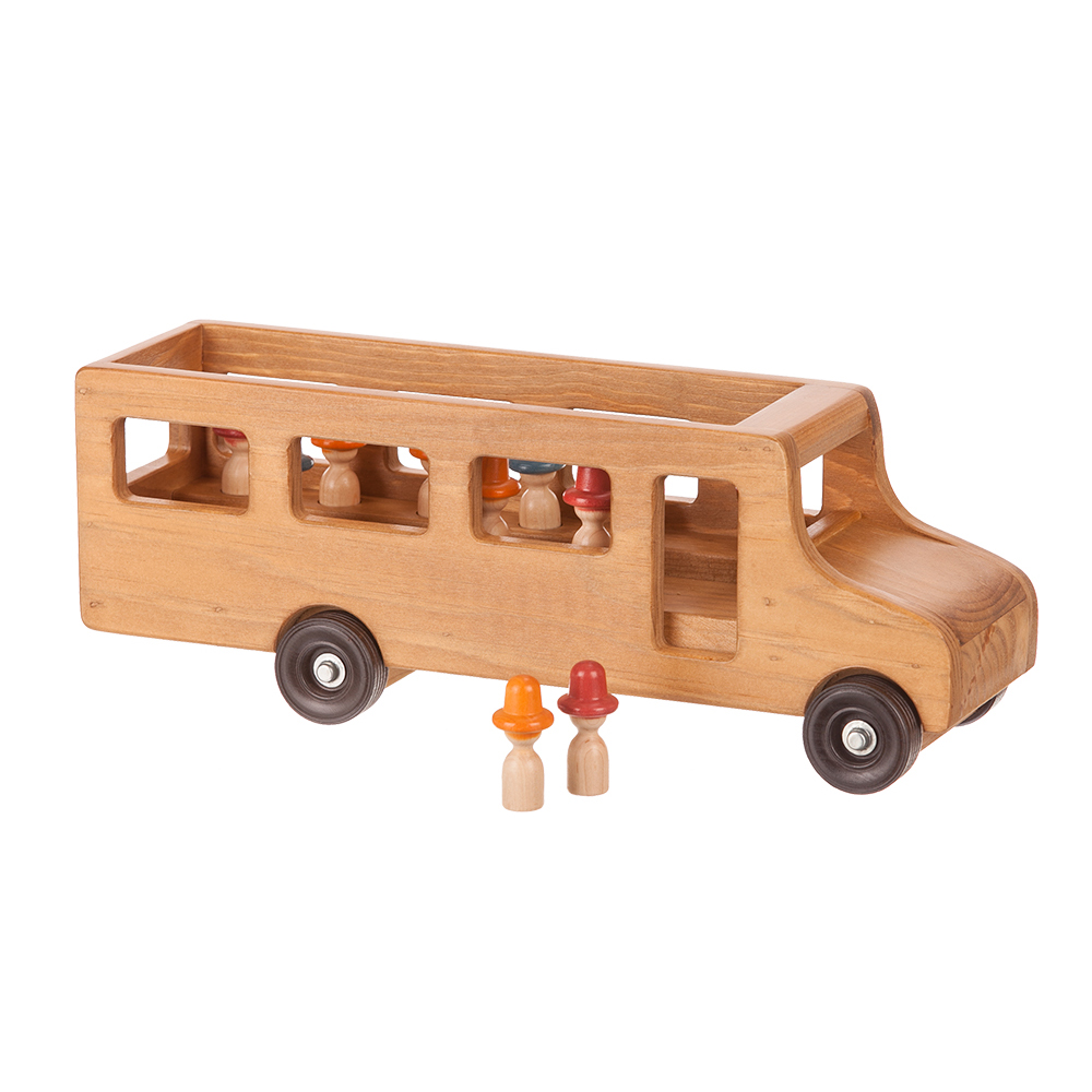 American Made Wooden Toy - School bus with people - Several Color Options