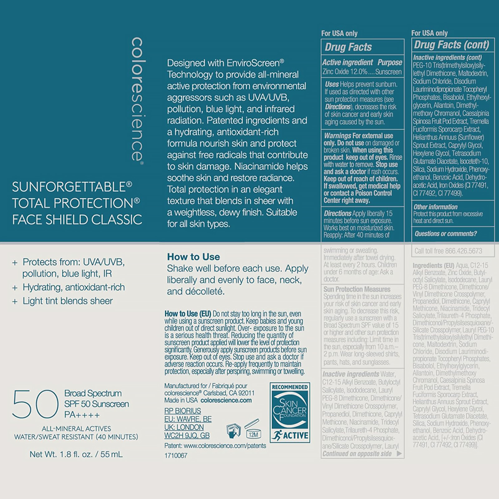 Colorescience Total Protection Face Shield SPF 50, Color Classic