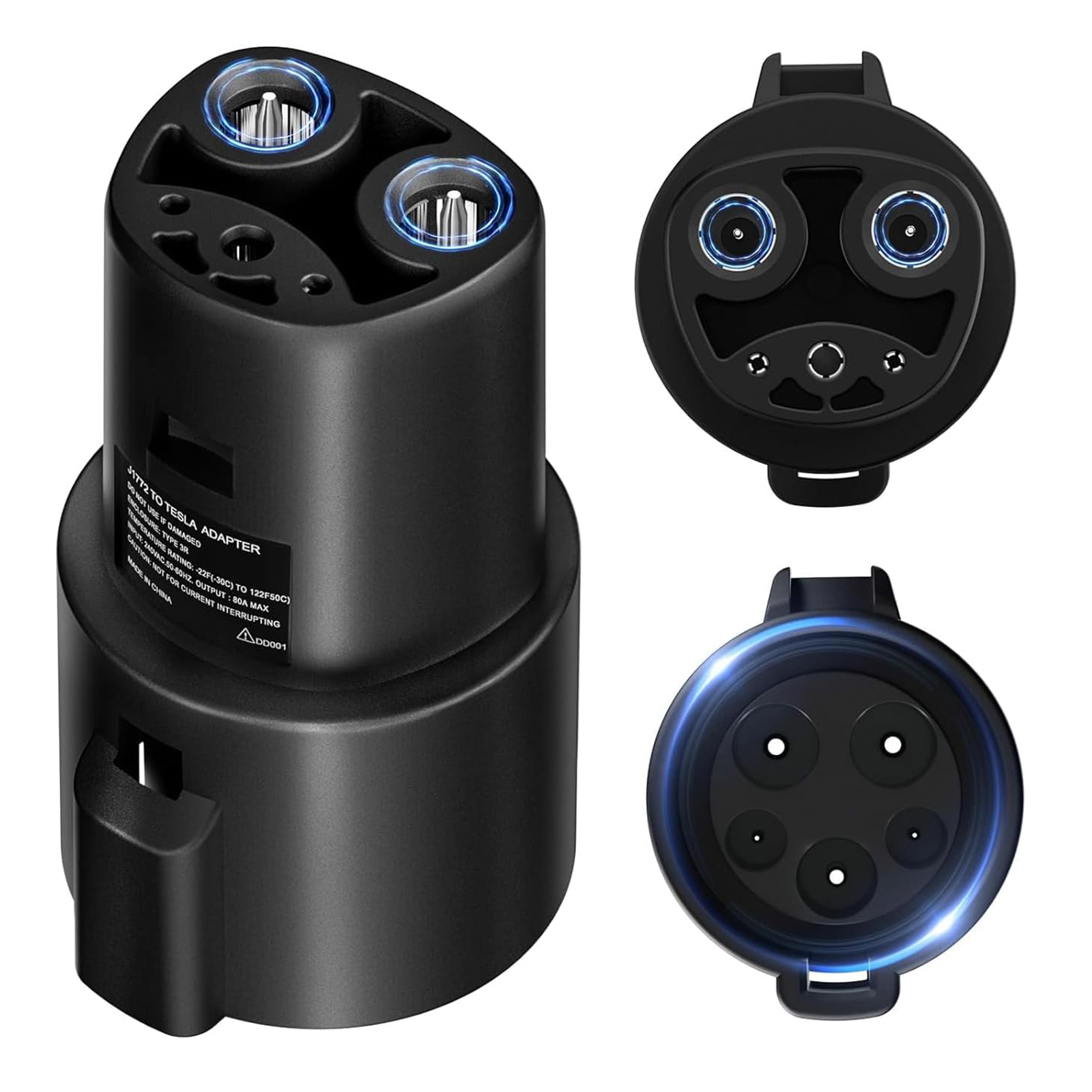 FOCSPROD J1772 to Tesla Charger Adapter, Max 80A 280V Fast Charging for Tesla Model 3/Y/X/S with Safety Certified Charger Connecting Charging Adapter, SAE J1772 EV Adapter for Tesla Cars Only