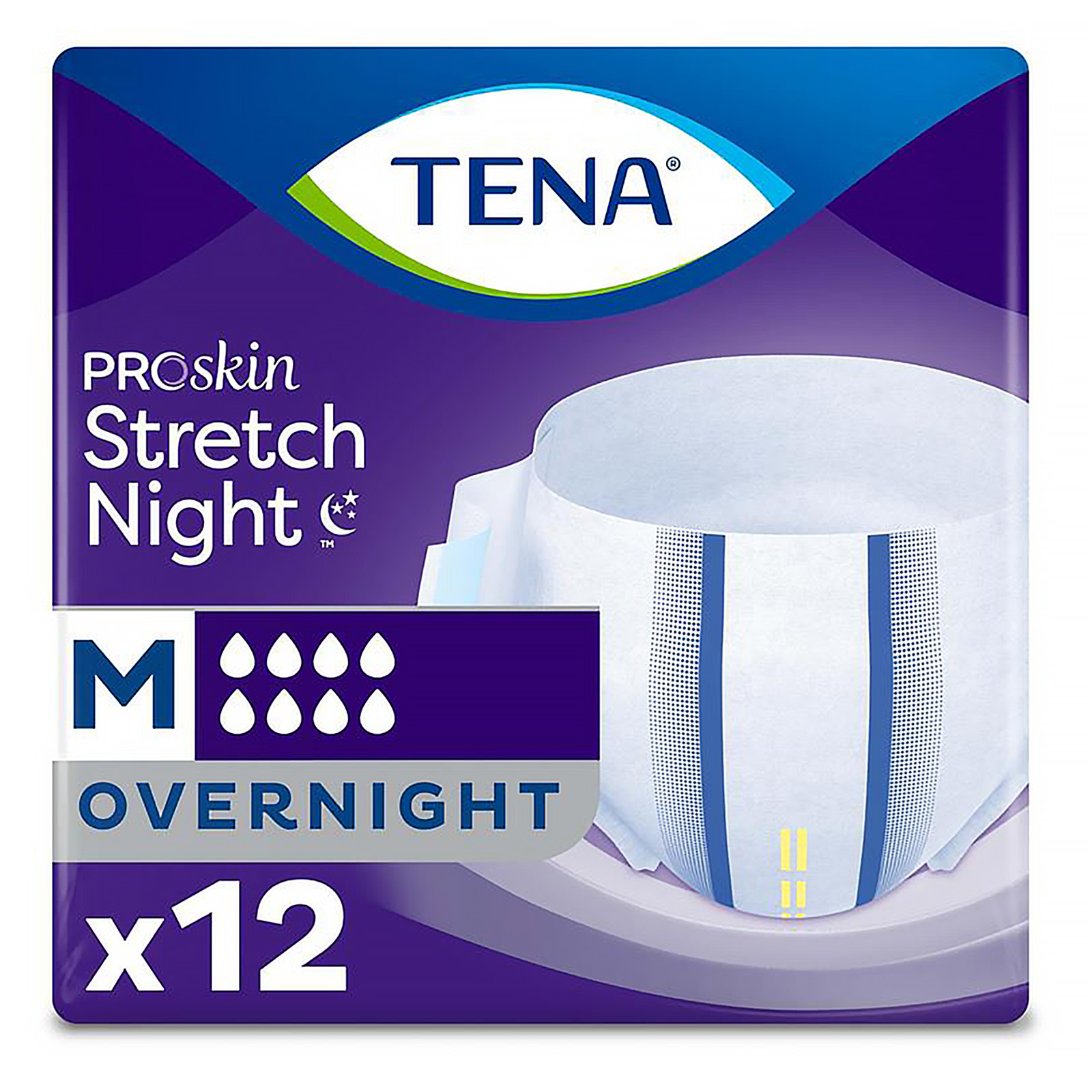 TENA ProSkin Overnight Incontinence Underwear (Women & Men),  M, 12 Count