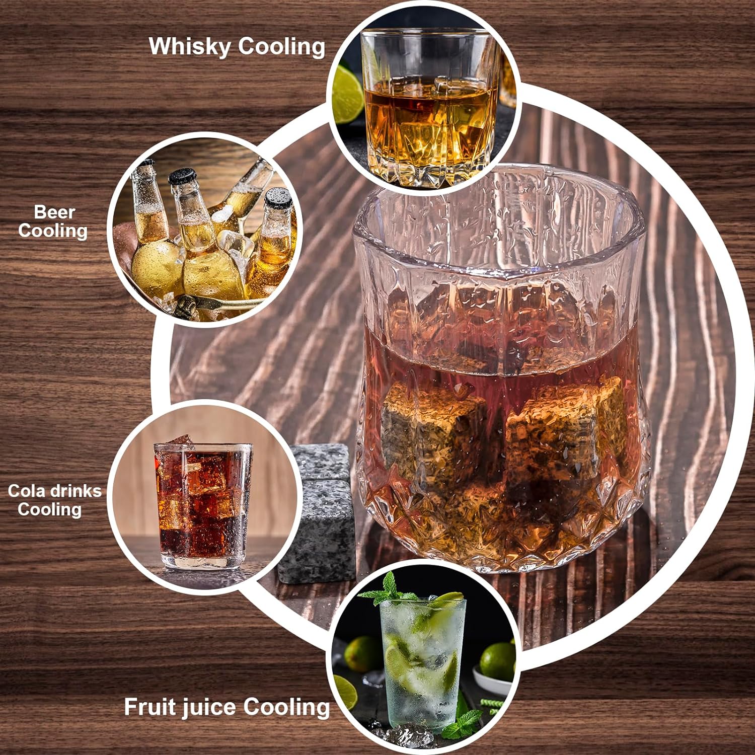 Whiskey Stones Gifts for Men, Whiskey Glasses Set of 2 with Chilling Rocks
