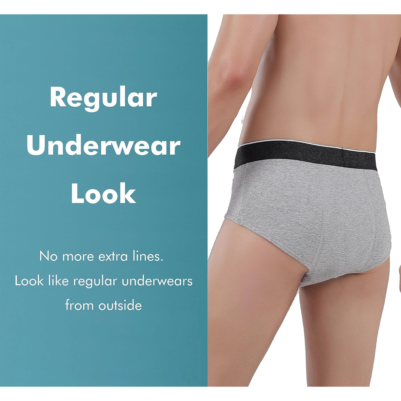 AIRCUTE Men Urinary Incontinence Underwear Washable Super Absorbency Briefs for Bladder Leak 160 ML 3 Pack (3 Gray, 3X-Large)