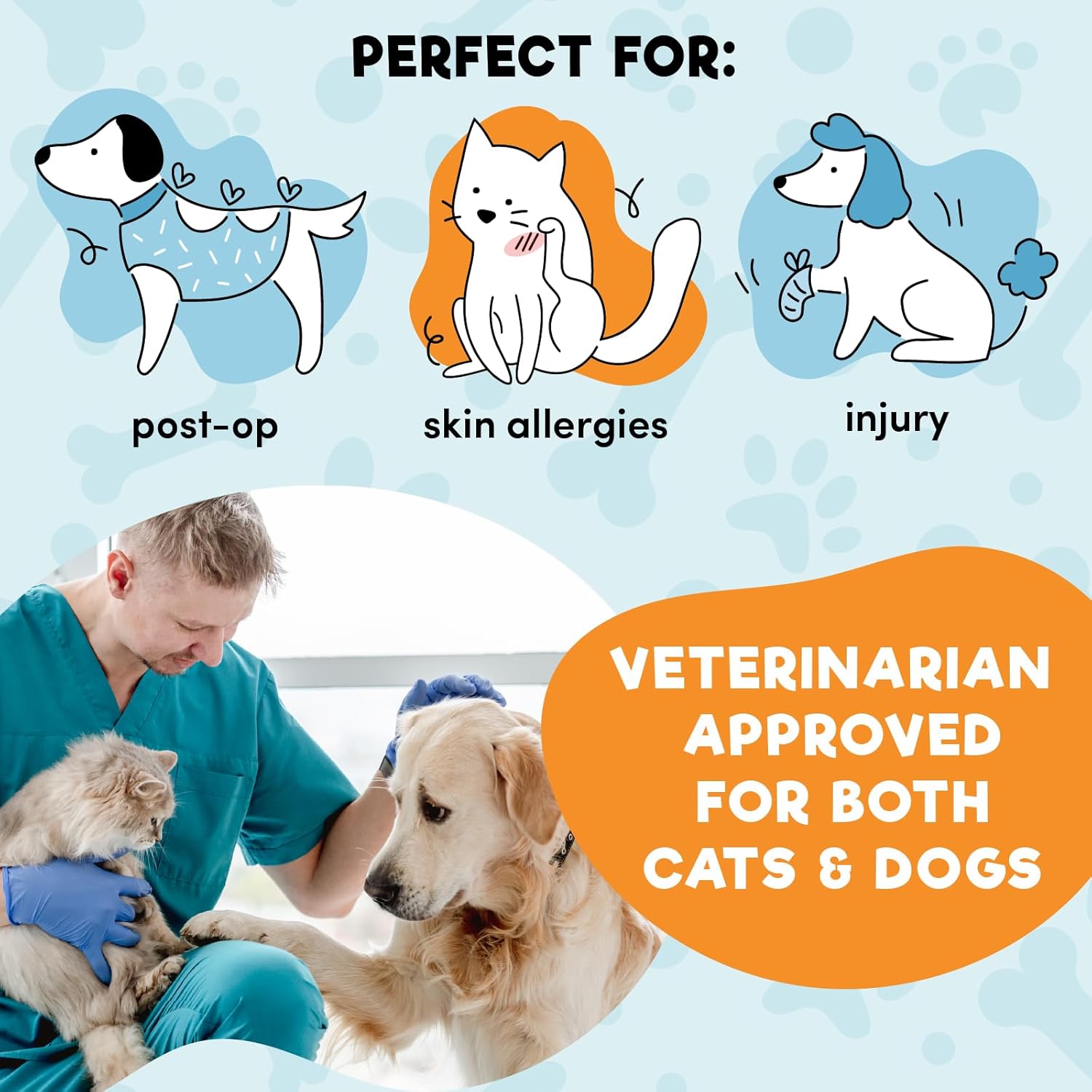 BENCMATE Protective Inflatable Collar for Dogs and Cats - Blue (Choose size)