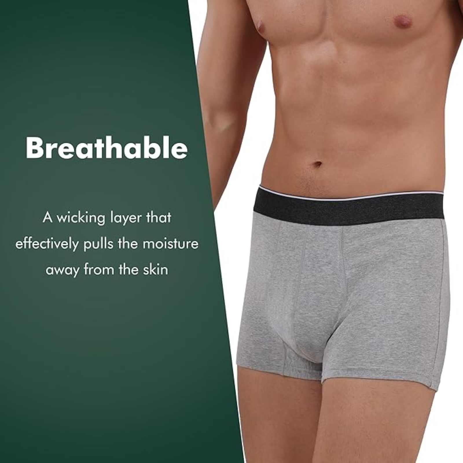 AIRCUTE Men Urinary Incontinence Underwear Washable Absorbency Soft Bladder Leak Proof Boxer Briefs 60 ML 3 Pack