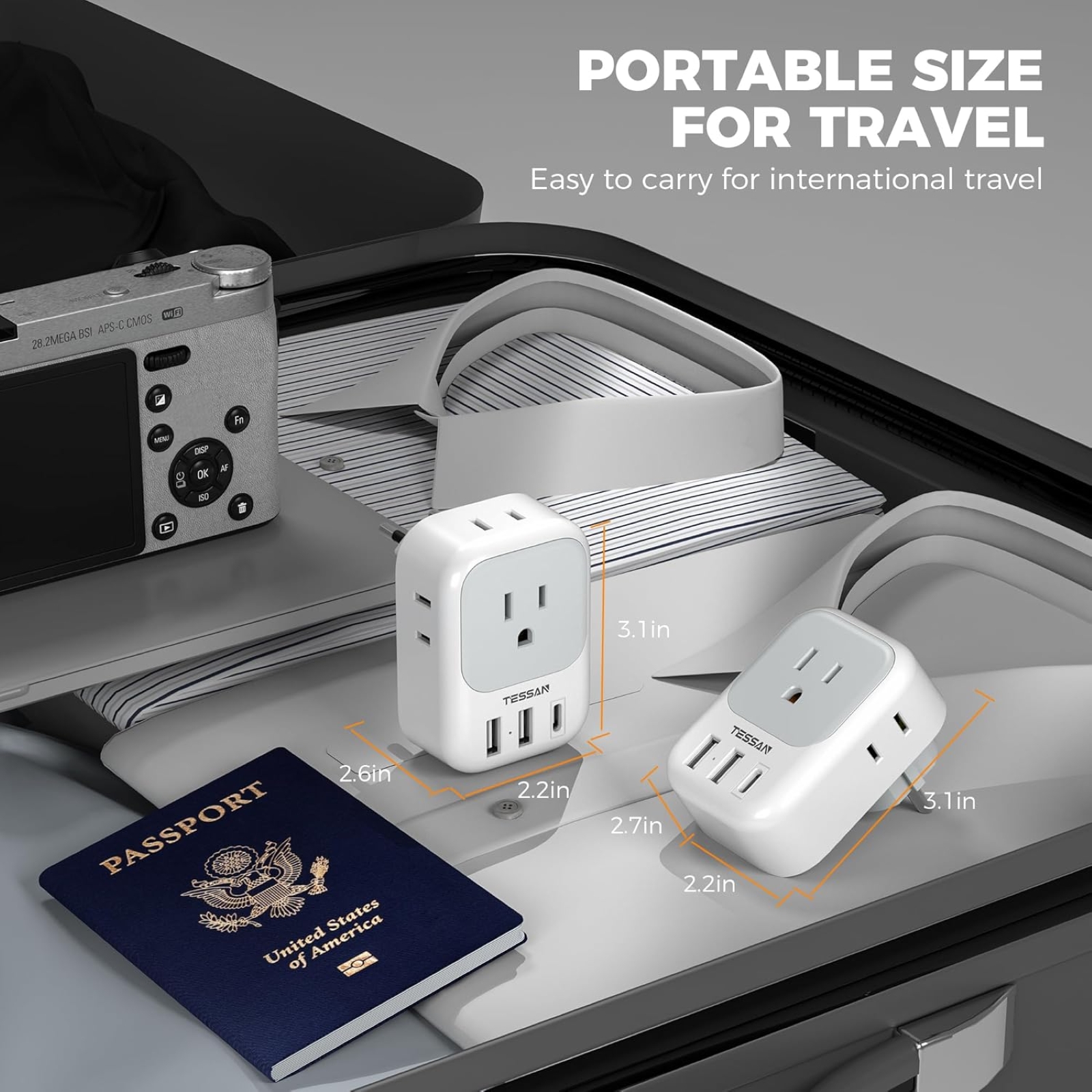 European Travel Plug Adapter, TESSAN US to France Plug Adapter with 4 AC Outlets 3 USB Ports(1 USB C), Type C/E/F Power Adaptor for USA to Europe Korea Spain Germany Iceland Russia