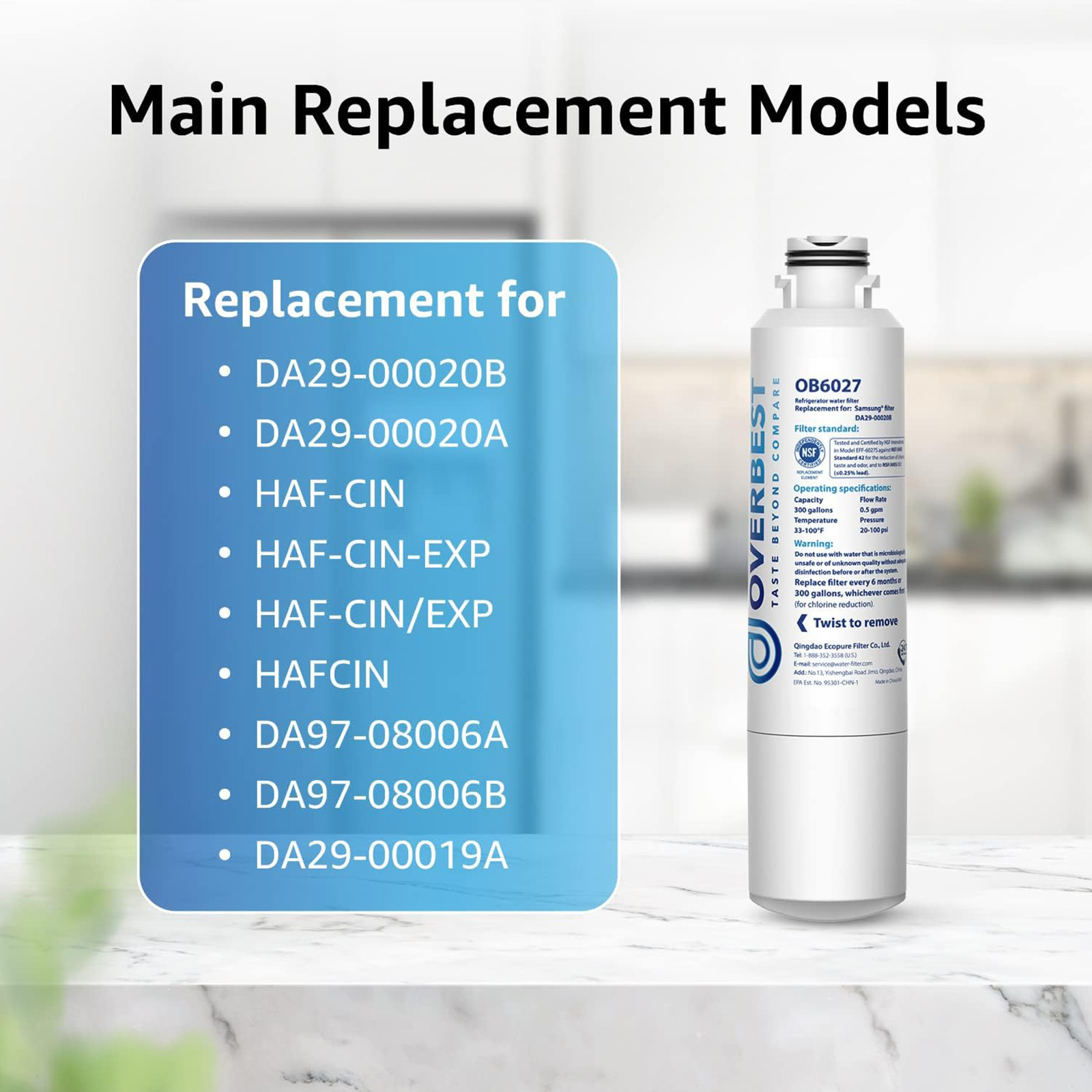 Overbest DA29-00020B Refrigerator Water Filter