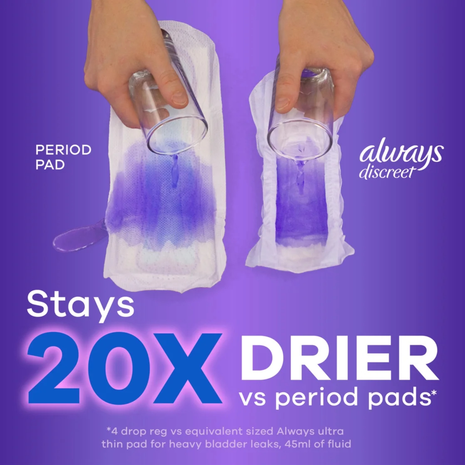 Always Discreet Adult Incontinence Pads for Women, Moderate Absorbency, Regular Length, Postpartum Pads, 66 CT