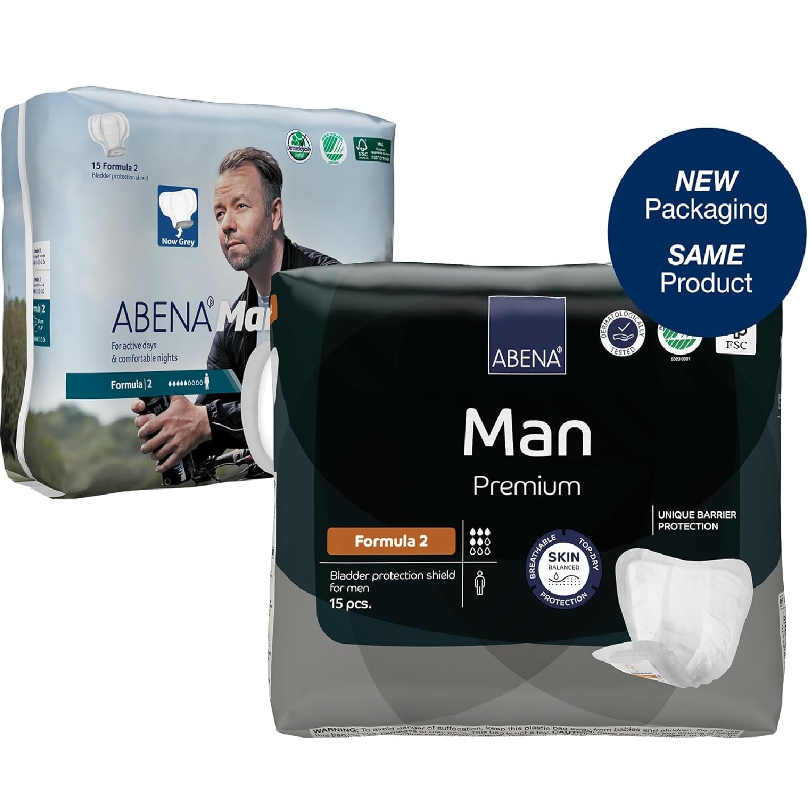 Abena Man Premium Incontinence Guards, (Sizes 0 to 2) Formula 2, 15 Count