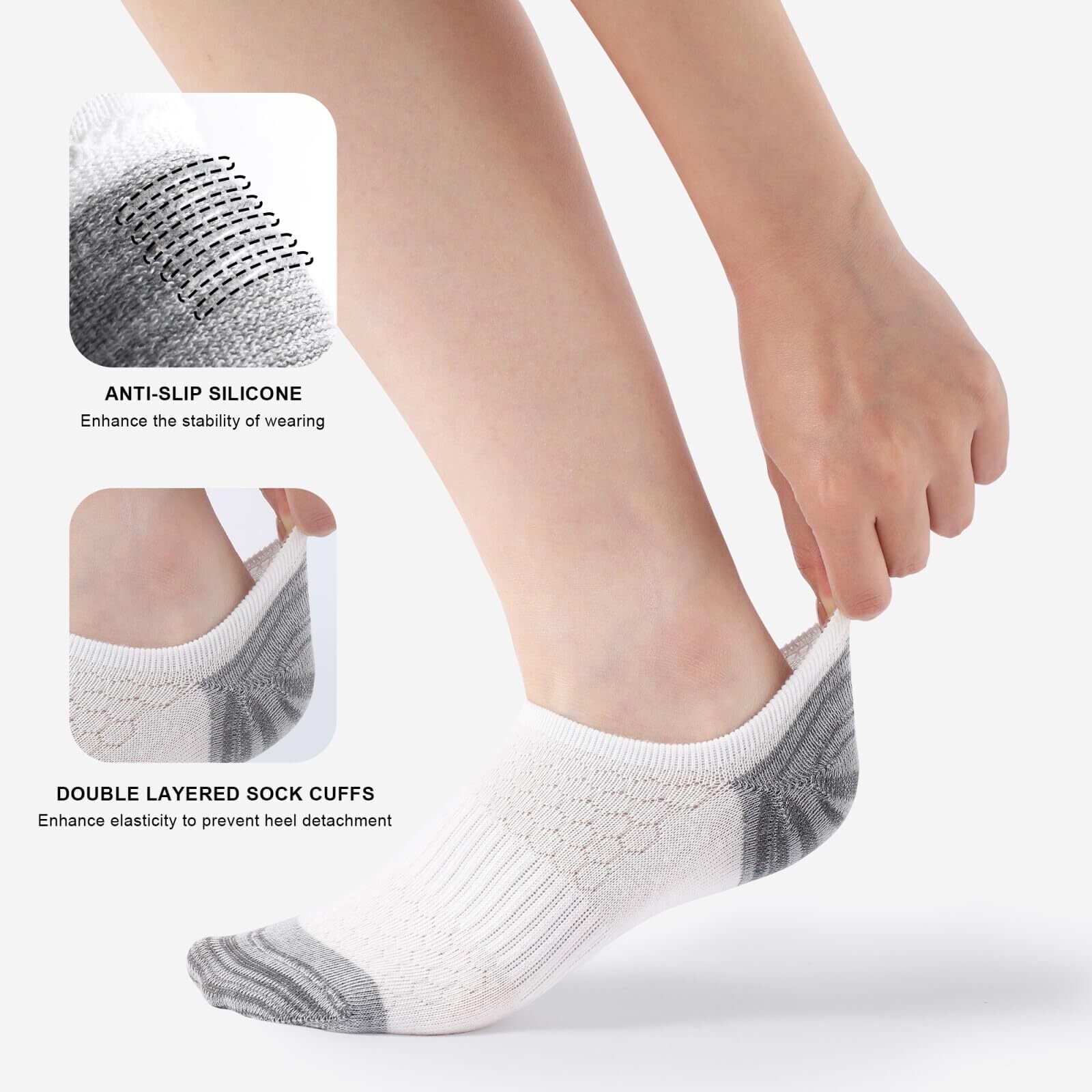 Honeysea Ankle Socks for Women, Athletic Cushioned Running Socks Crew Socks for Women Men, Small (6Pairs)