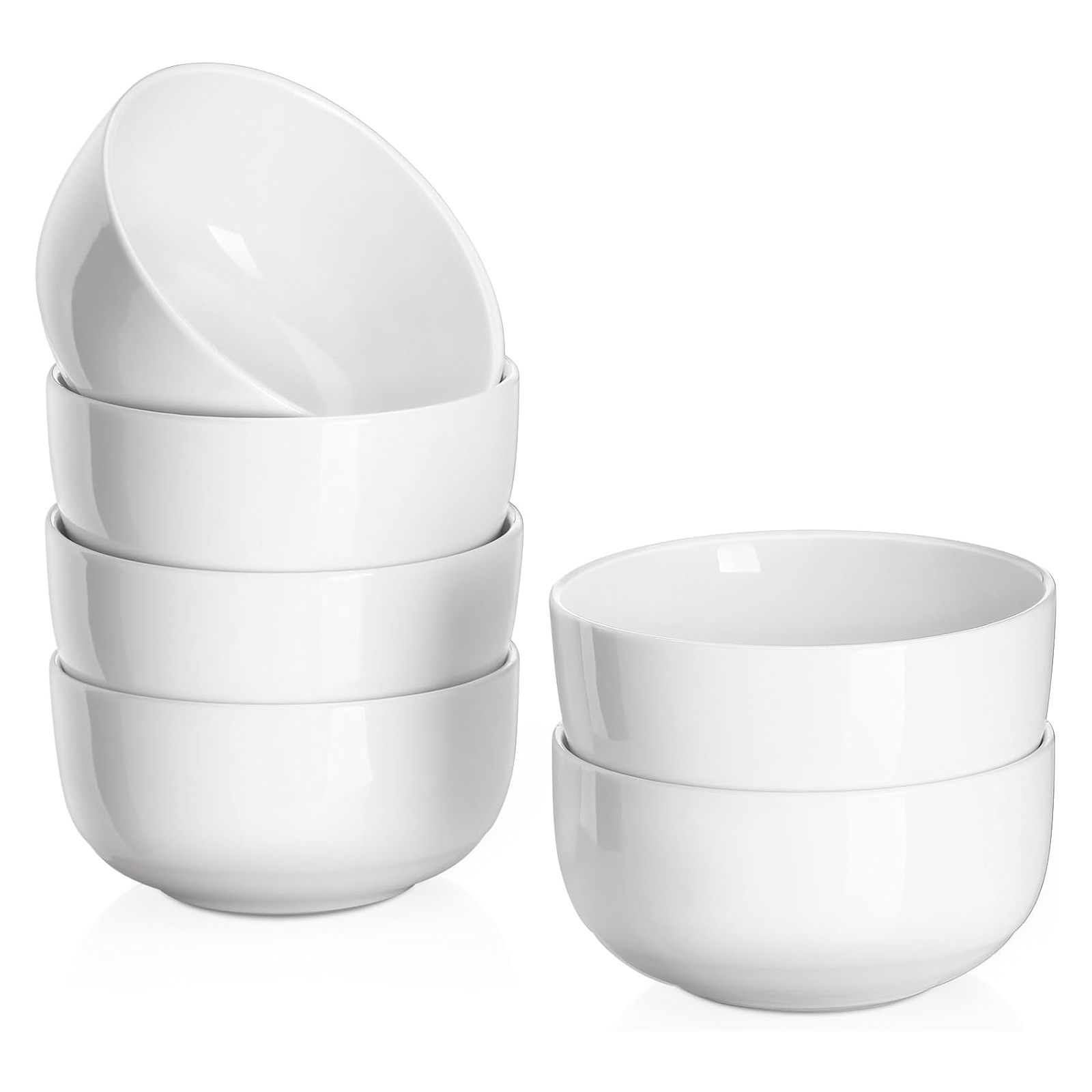 DOWAN 10 OZ Ice Cream Bowls - 4.25" Ceramic Dessert Bowl Set of 6 - Porcelain Small Bowls, Bouillon Cups for Side Dishes, Ice Cream, Oatmeal, Fruit, Portion Control - Dishwasher Microwave Safe