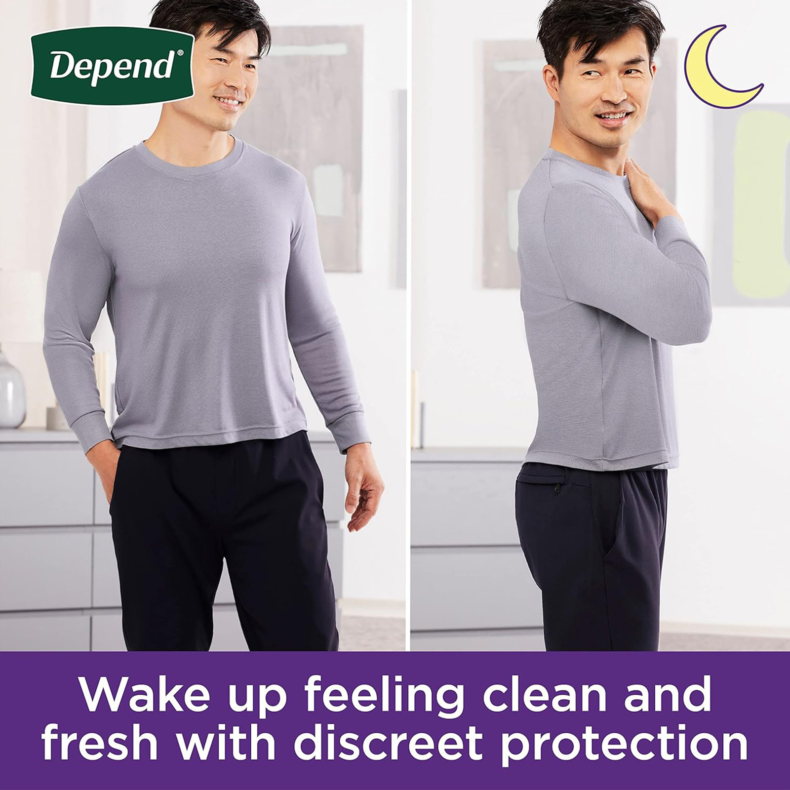 Depend Night Defense Adult Incontinence Underwear for Men, Disposable, Overnight, Large, Grey, 14 Count, Packaging May Vary