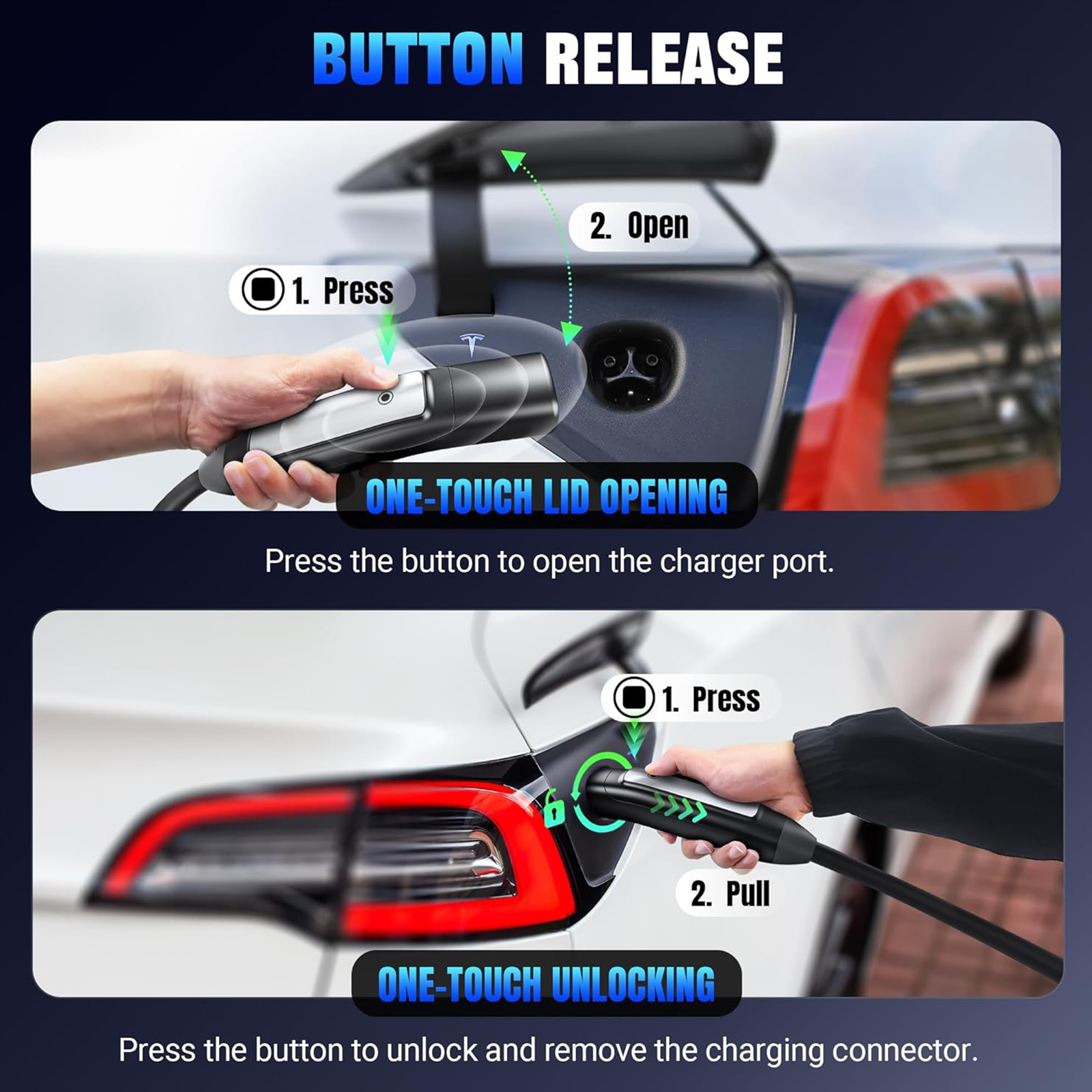 Tera 2025 New Electric Vehicle Charger for Tesla Most Compact 40A 25FT NACS ETL FCC Level 2 NEMA 14-50 & NEMA 5-15 Level 1 Waterproof Patent IP66 Portable EV Charger for Tesla Y/3/S/X Cybertruck P05