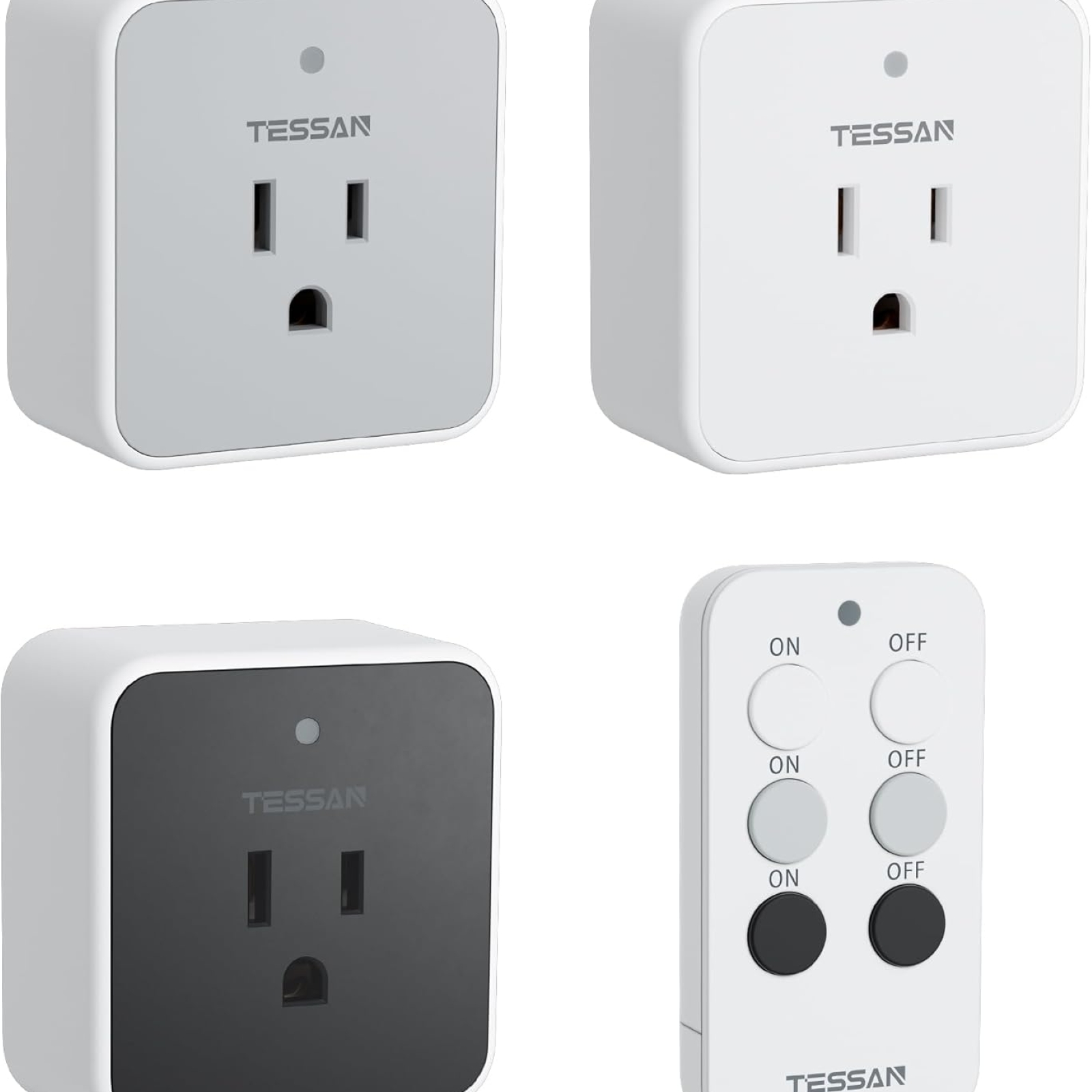 Remote Control Outlet, TESSAN 3 Pack Wireless Remote Light Switch, On Off Switch Plug for Lights, Lamps, Fans, Household Appliances, 100ft RF Range, 15A/1875W(3 Outlet)