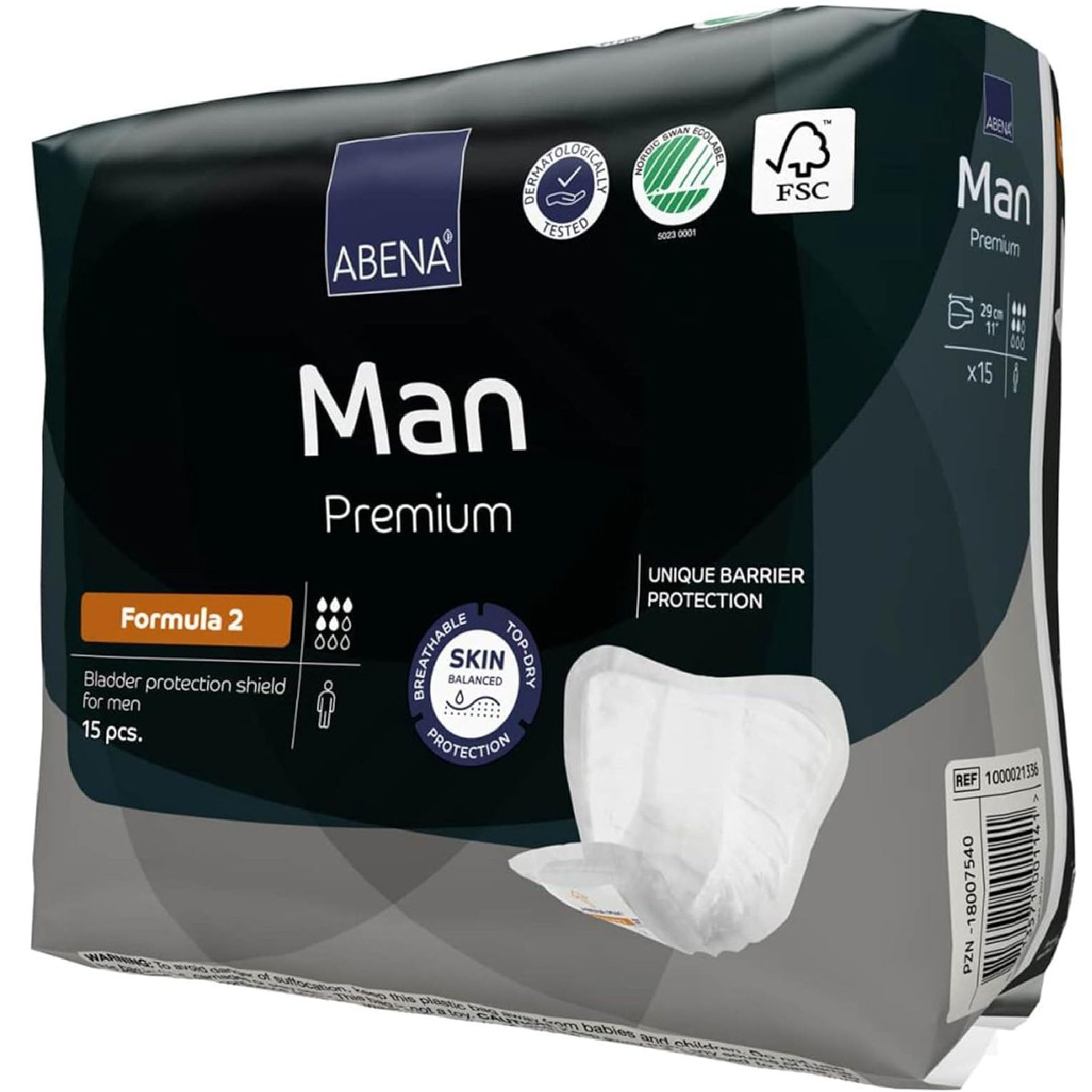 Abena Man Premium Incontinence Guards, (Sizes 0 to 2) Formula 2, 15 Count
