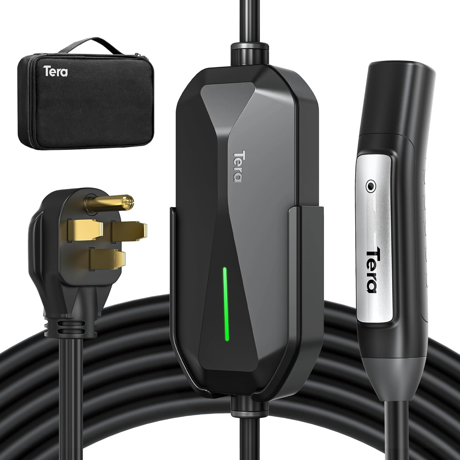 Tera 2025 New Electric Vehicle Charger for Tesla Most Compact 40A 25FT NACS ETL FCC Level 2 NEMA 14-50 & NEMA 5-15 Level 1 Waterproof Patent IP66 Portable EV Charger for Tesla Y/3/S/X Cybertruck P05