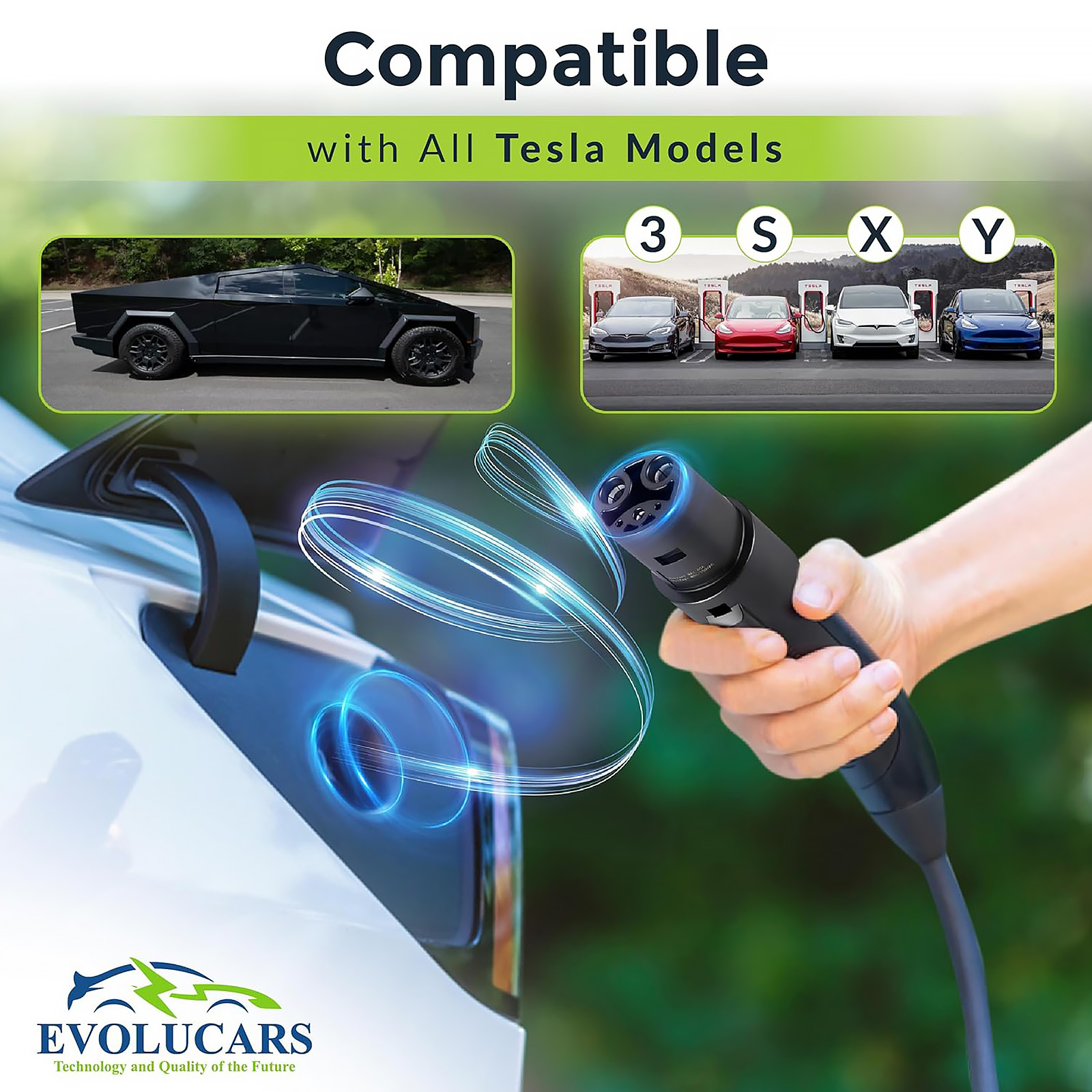 J1772 to Tesla Adapter [4 Safety Certifications] Includes Video Tutorial & Battery Care Guide-Tesla Charger Adapter Compatible with Tesla Model 3/Y/X/S