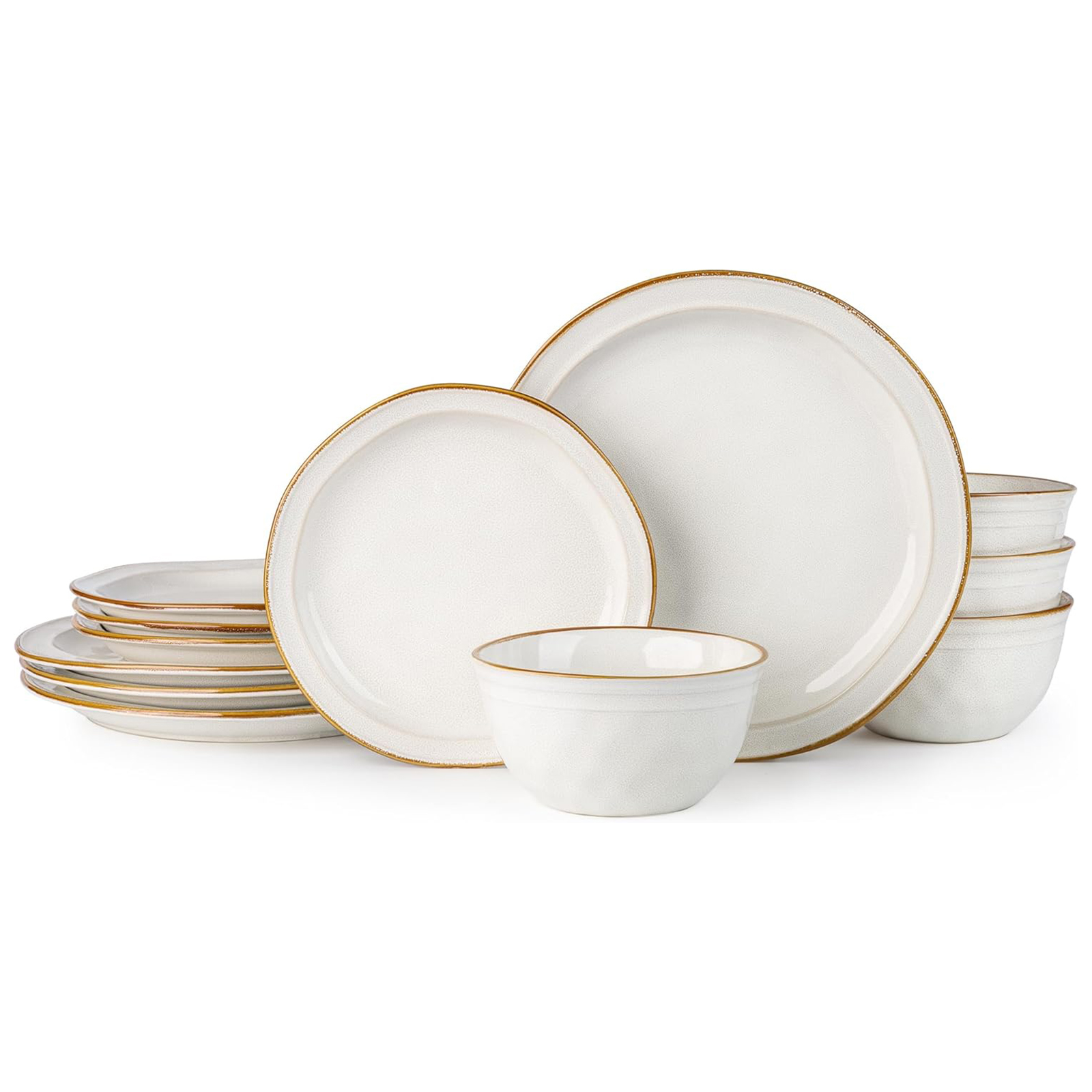 AmorArc Ceramic Dinnerware Sets,Stoneware Handmade Reactive Glaze Plates and Bowls Sets,Chip and Crack Resistant | Dishwasher & Microwave Safe,Dishes Set Service for 4 (12pc)
