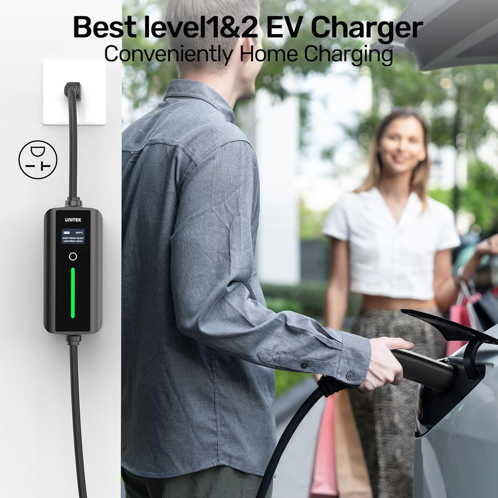 Unitek Level 1 & 2 Tesla Wall Charger - Portable EV Charger for All Tesla