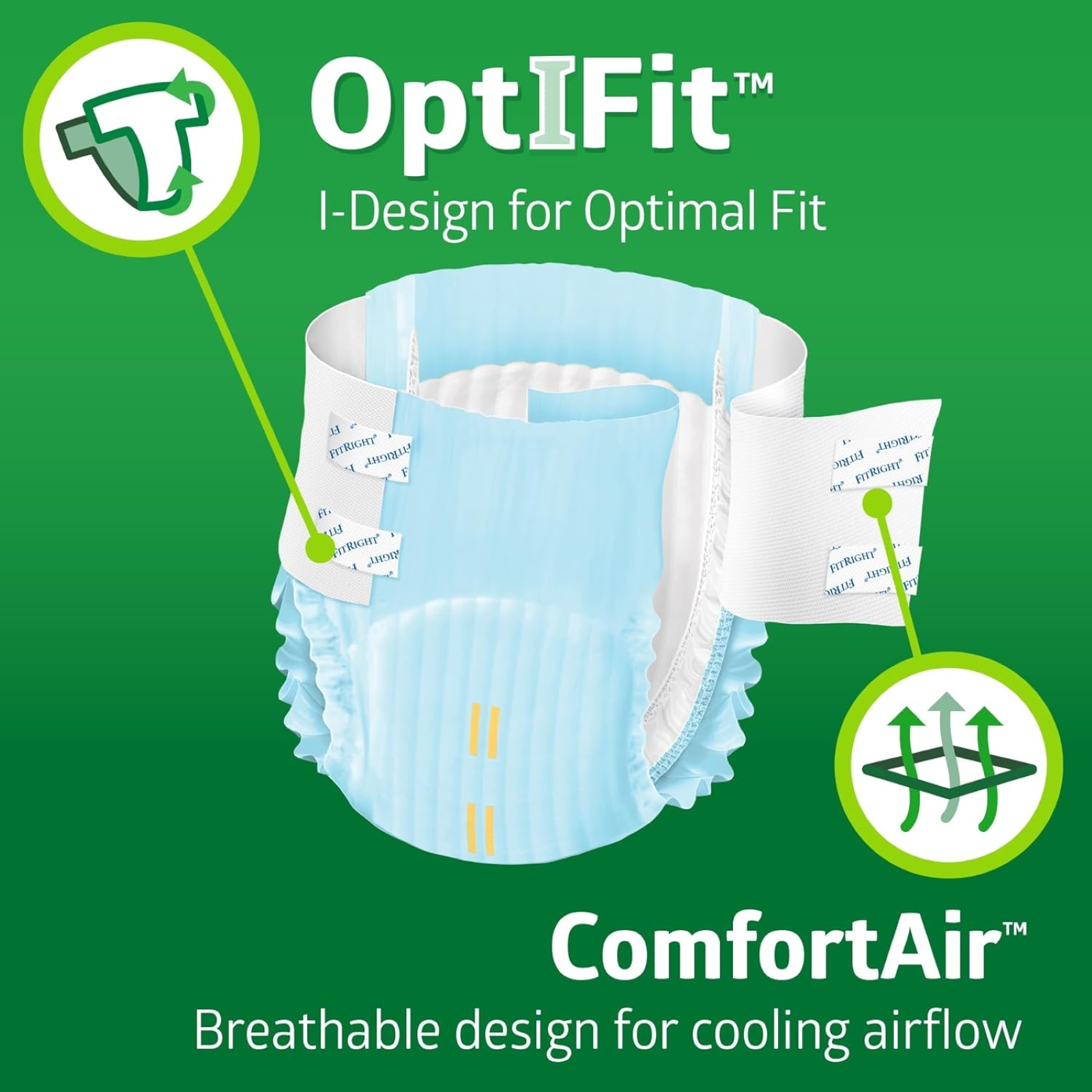 Extra+ OptiFit Heavy Absorbency Adult Diapers, FSA/HSA Eligible,20 Count, Waist Size 44"-56" ,L , Incontinence Briefs for Men and Women, Disposable, Moisture Wicking, Leak Protection