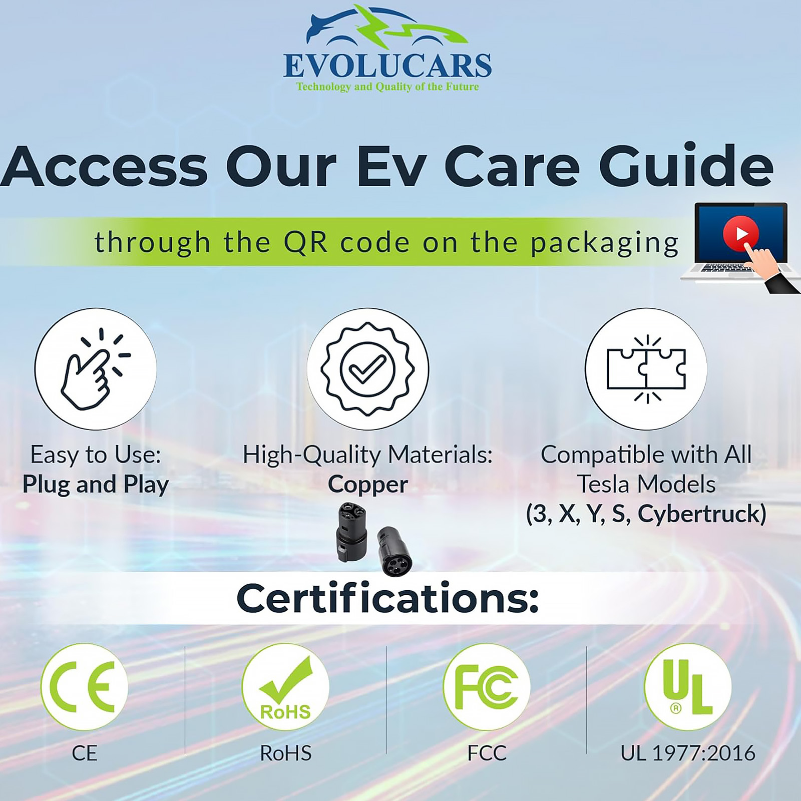 J1772 to Tesla Adapter [4 Safety Certifications] Includes Video Tutorial & Battery Care Guide-Tesla Charger Adapter Compatible with Tesla Model 3/Y/X/S