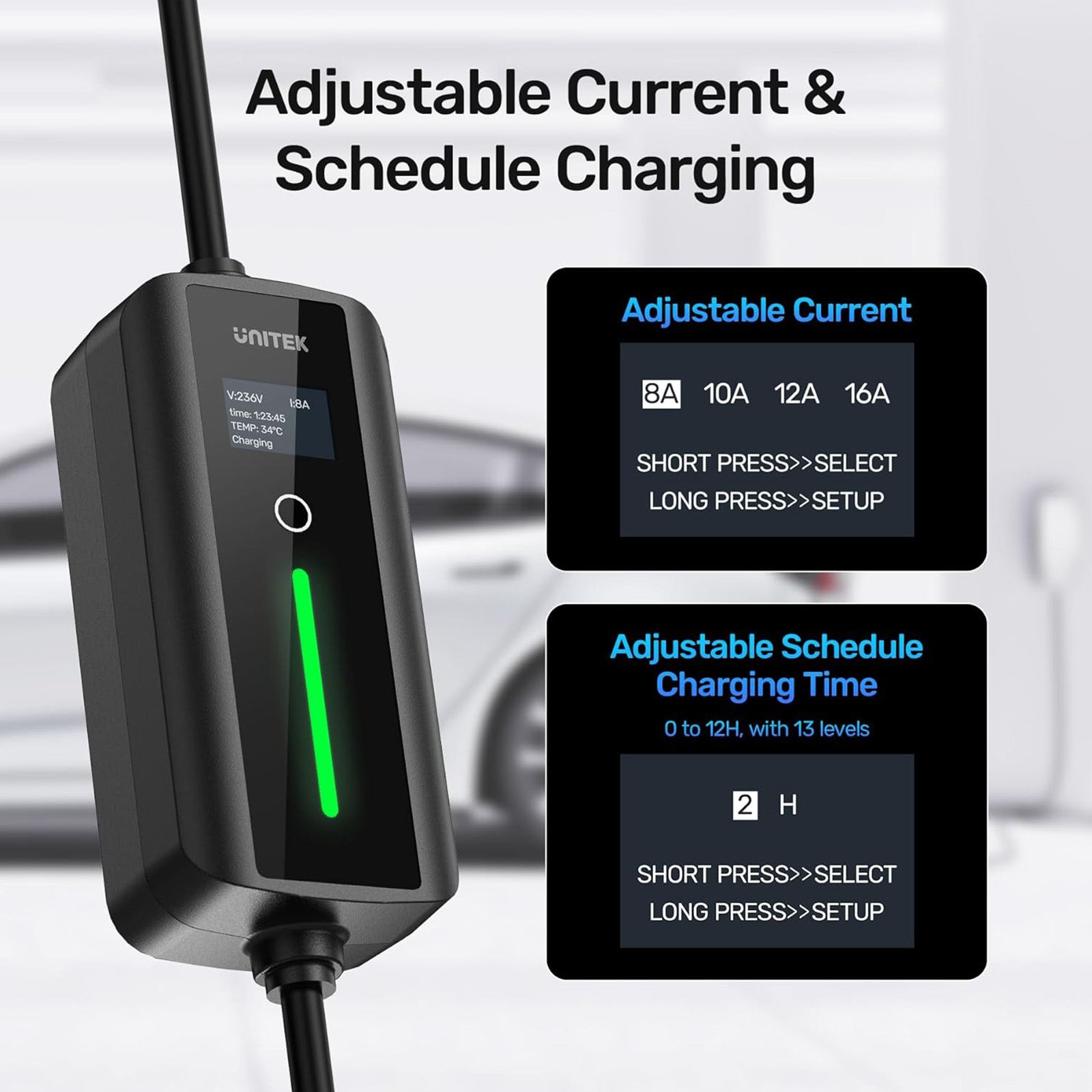 Unitek Level 1 & 2 Tesla Wall Charger - Portable EV Charger for All Tesla