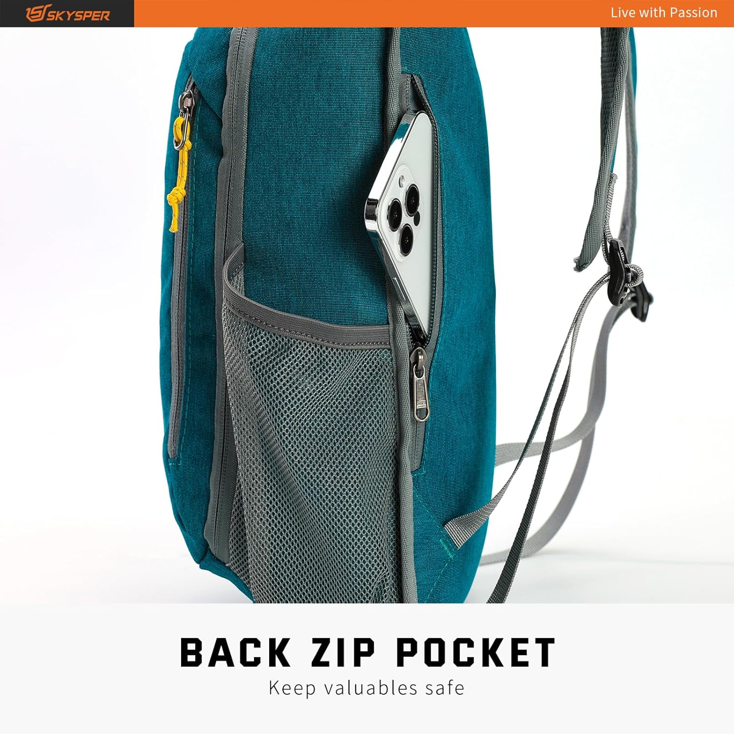 SKYSPER Small Daypack 10L Hiking Backpack Packable Lightweight Travel Day Pack for Women Men (Peacock Blue)