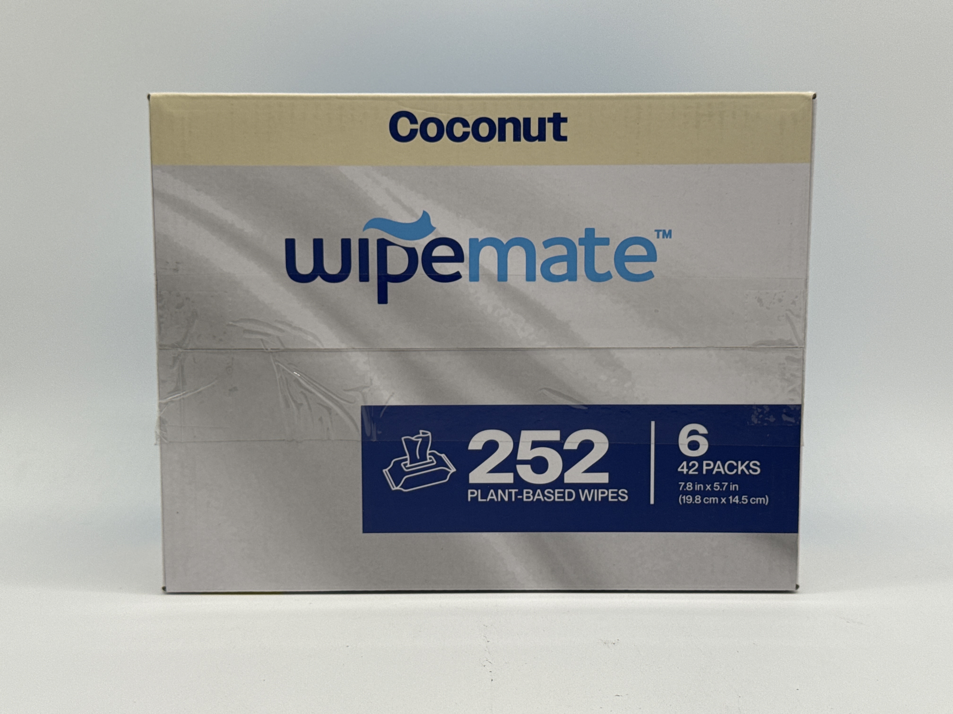 Wipemate Ultra Flushable Butt Wipes - Soothing Vitamin E & Aloe - Coconut Scent - 6 Premium Flip Top Packs - 42 Wipes Per Pack - 252 count