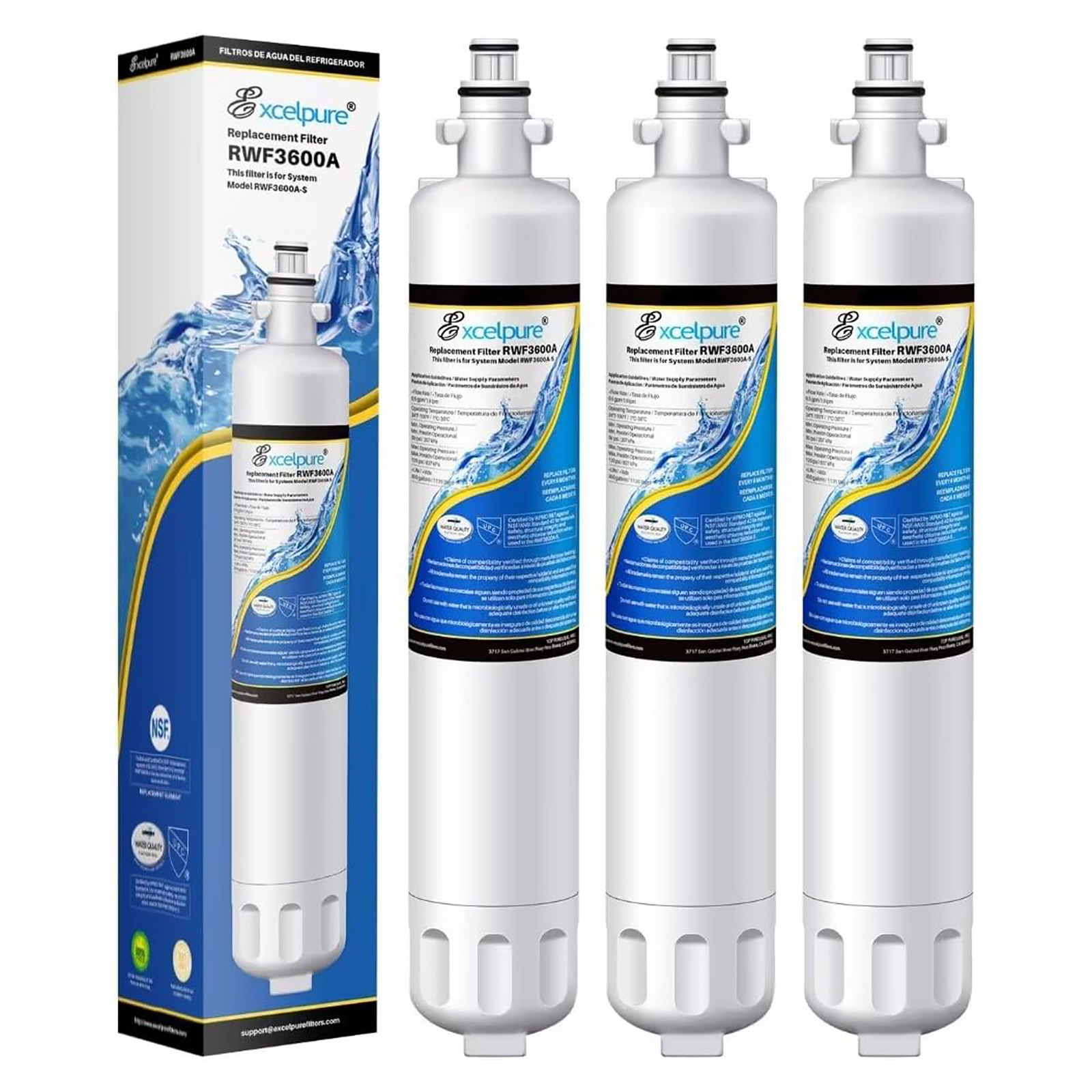 RWF3600A Replacement for GE RPWF (Not RPWFE), RWF1063, RWF3600A, WSG-4, DWF-36, R-3600, MPF15350, OPFG3-RF300, Refrigerator Water Filter,3PACK
