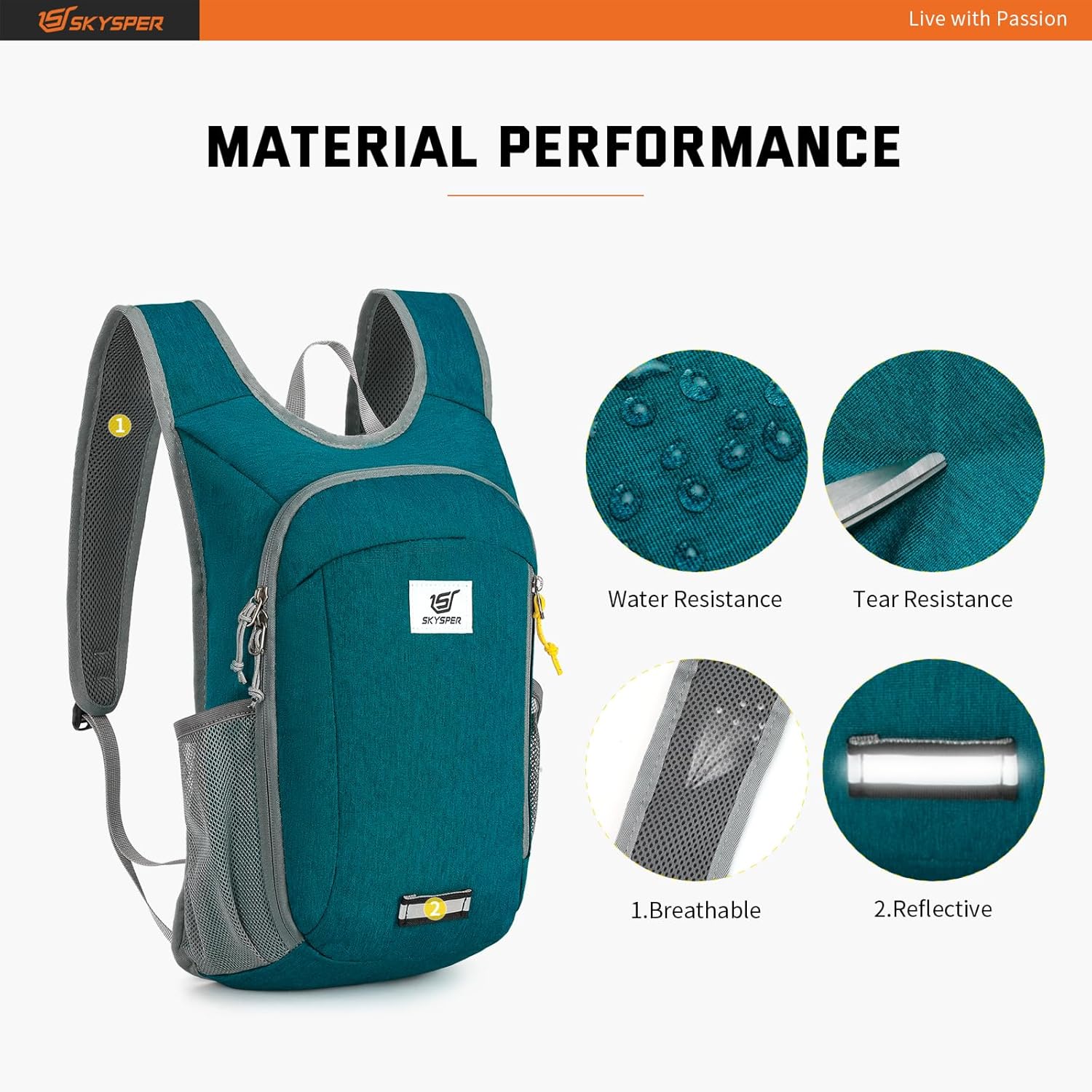 SKYSPER Small Daypack 10L Hiking Backpack Packable Lightweight Travel Day Pack for Women Men (Peacock Blue)