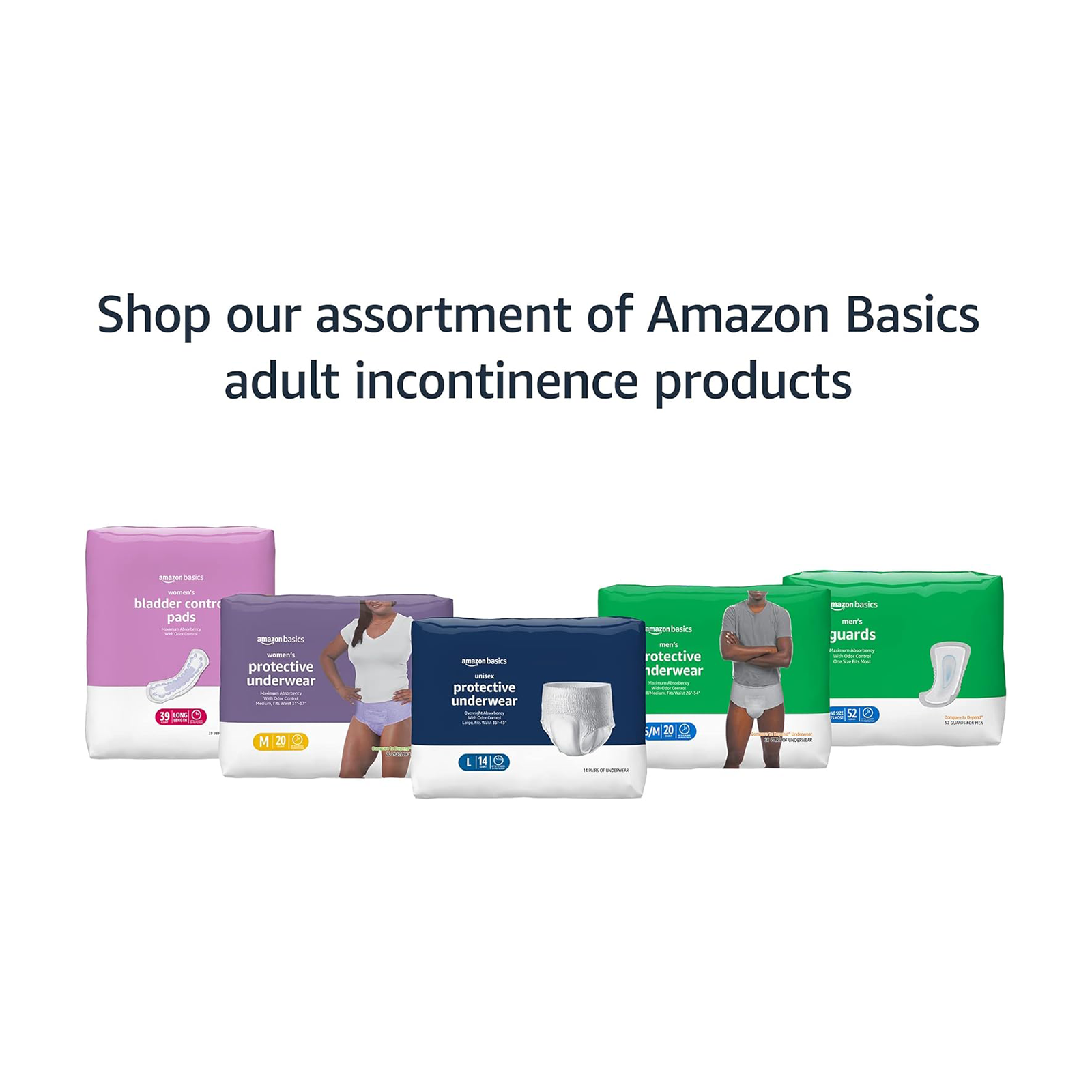Amazon Basics Men's Incontinence Guards, Maximum Absorbency, 104 Count, (2 Packs of 52)