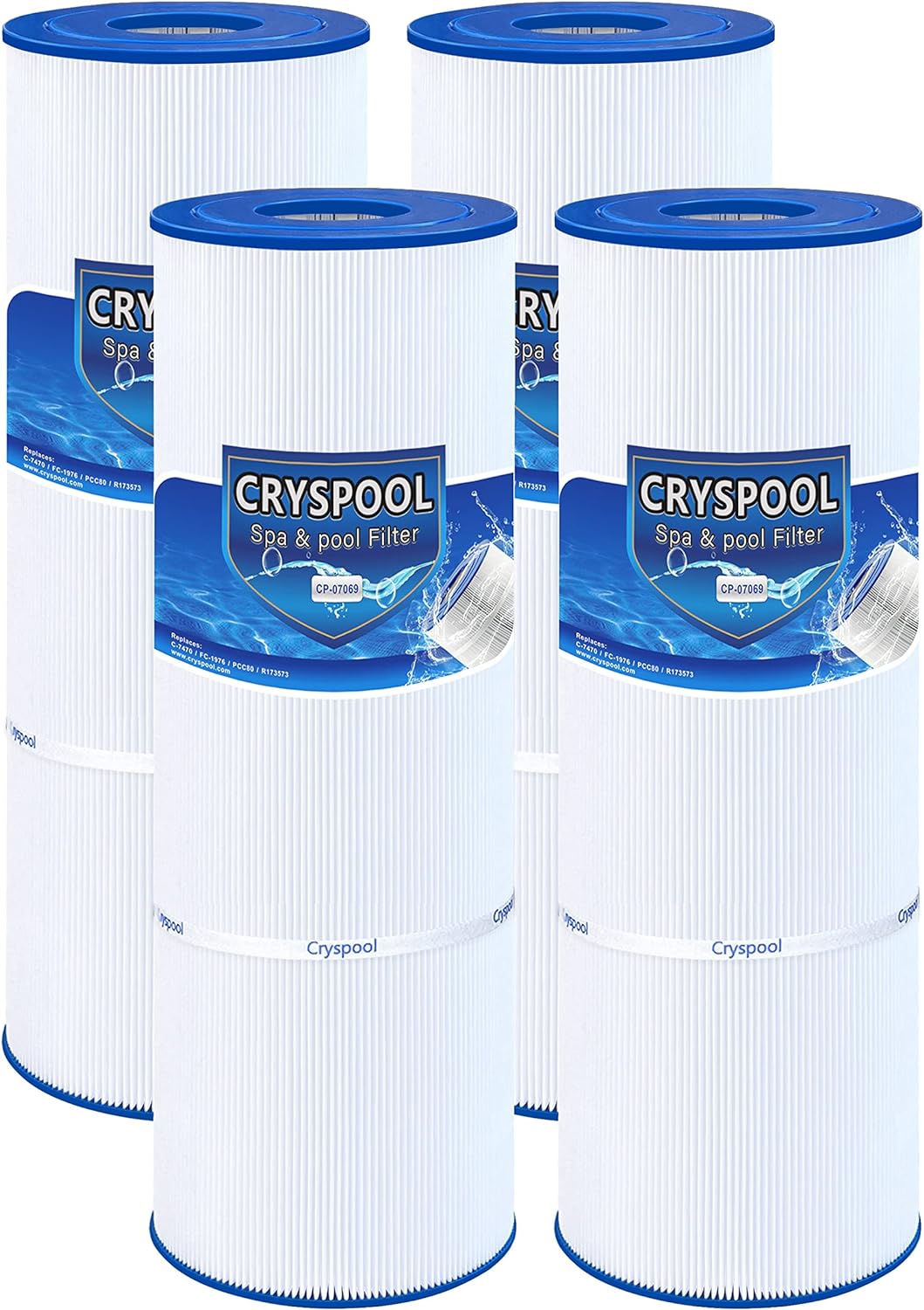 Cryspool 07069 Filter Compatible with Clean & Clear Plus 320, CCP320, PCC80-PAK4, R173573, 817-0081, C-7470, FC-1976, 4×80 Sq. Ft Pool Filter Cartridge, 4 Pack