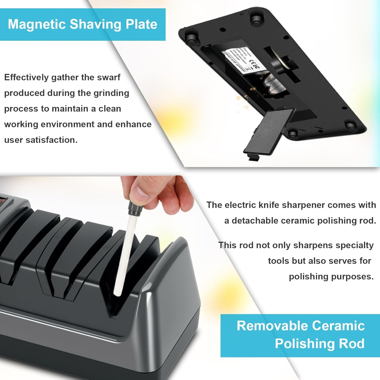 Upgrade 5 in 1 Electric Knife Sharpener with LCD Screen, 3 Rotational Speed Adjustable, 100% Diamond Abrasives, knife sharpener for Straight, Serrated, Meat Cleaver, Ceramic Knives & Scissors, Gray