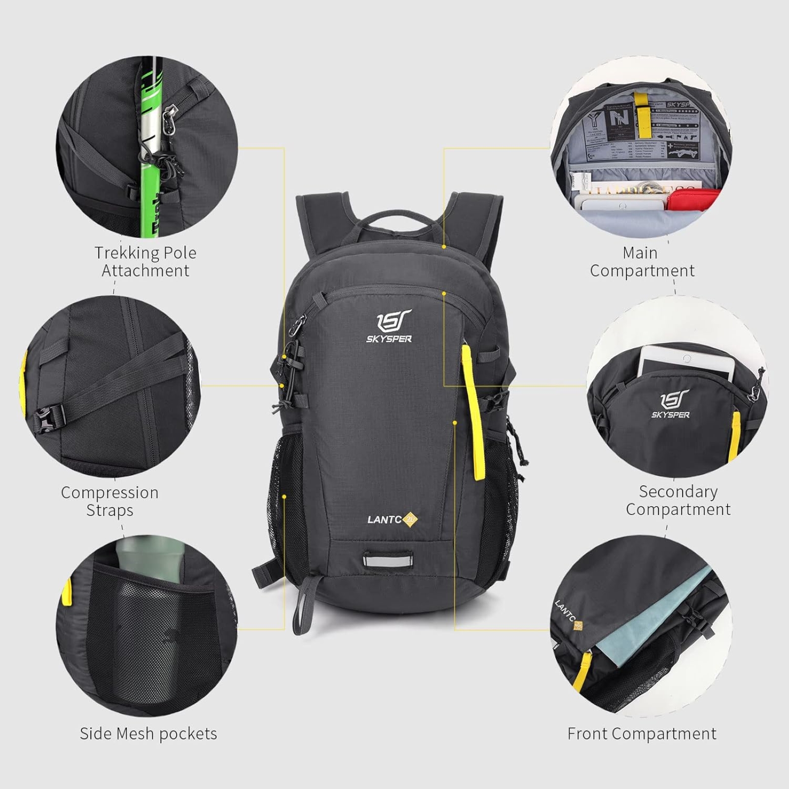 SKYSPER Small Hiking Backpack, 20L Lightweight Travel Backpacks Hiking Daypack for Women Men