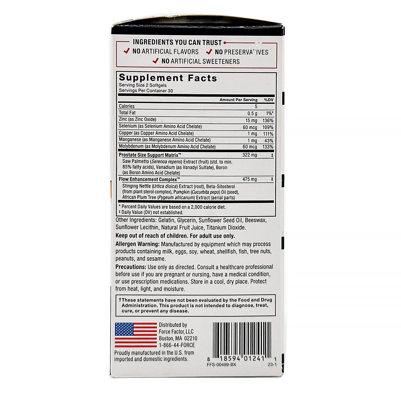 Force Factor Prostate, Saw Palmetto and Beta Sitosterol Supplement for Men, 60 Softgels