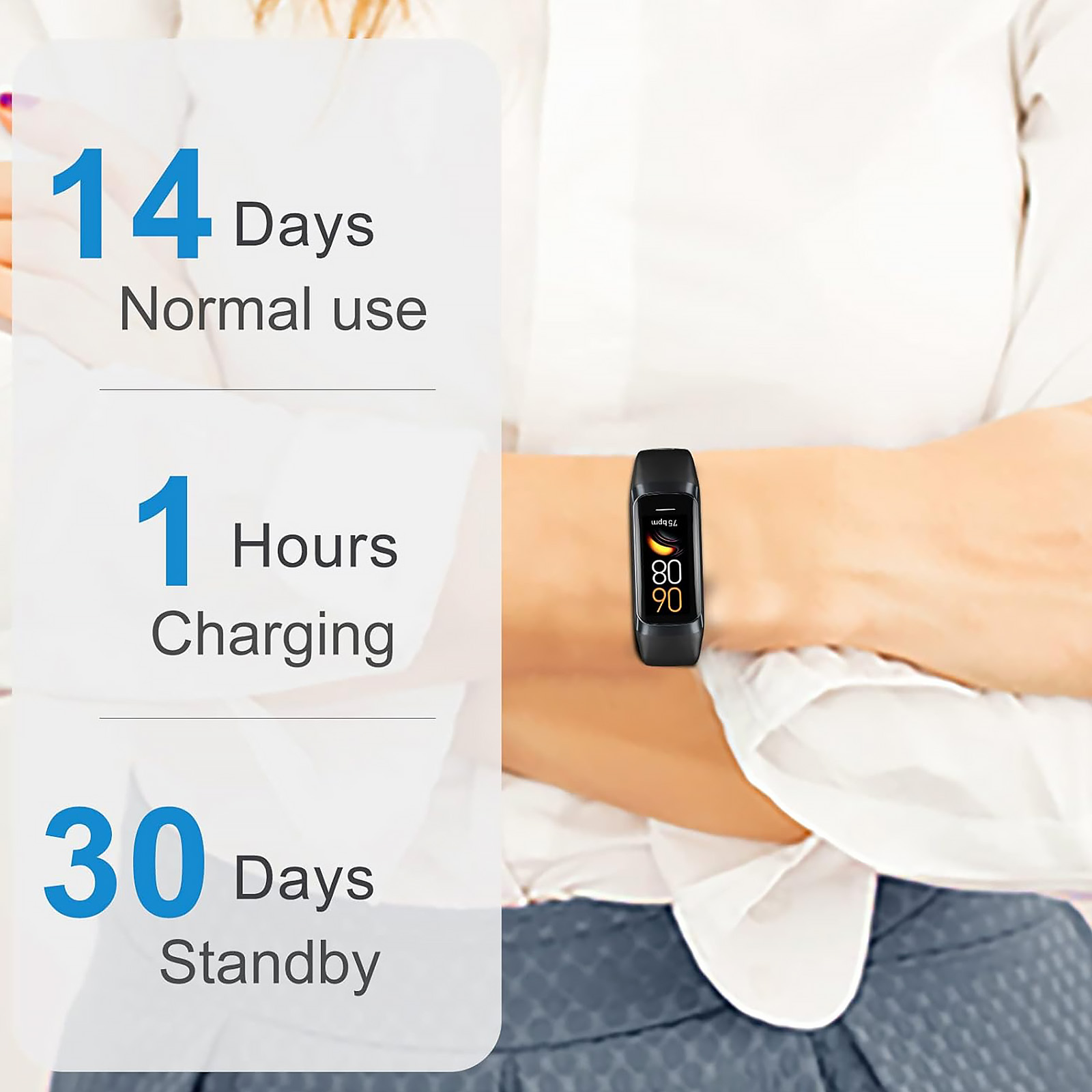 Fitness Tracker with 24/7 Heart Rate, Blood Oxygen Blood Pressure Sleep Monitor, Activity Trackers 5 ATM Waterproof,Step Calorie Counter Pedometer Health Smart Watch for Women Men